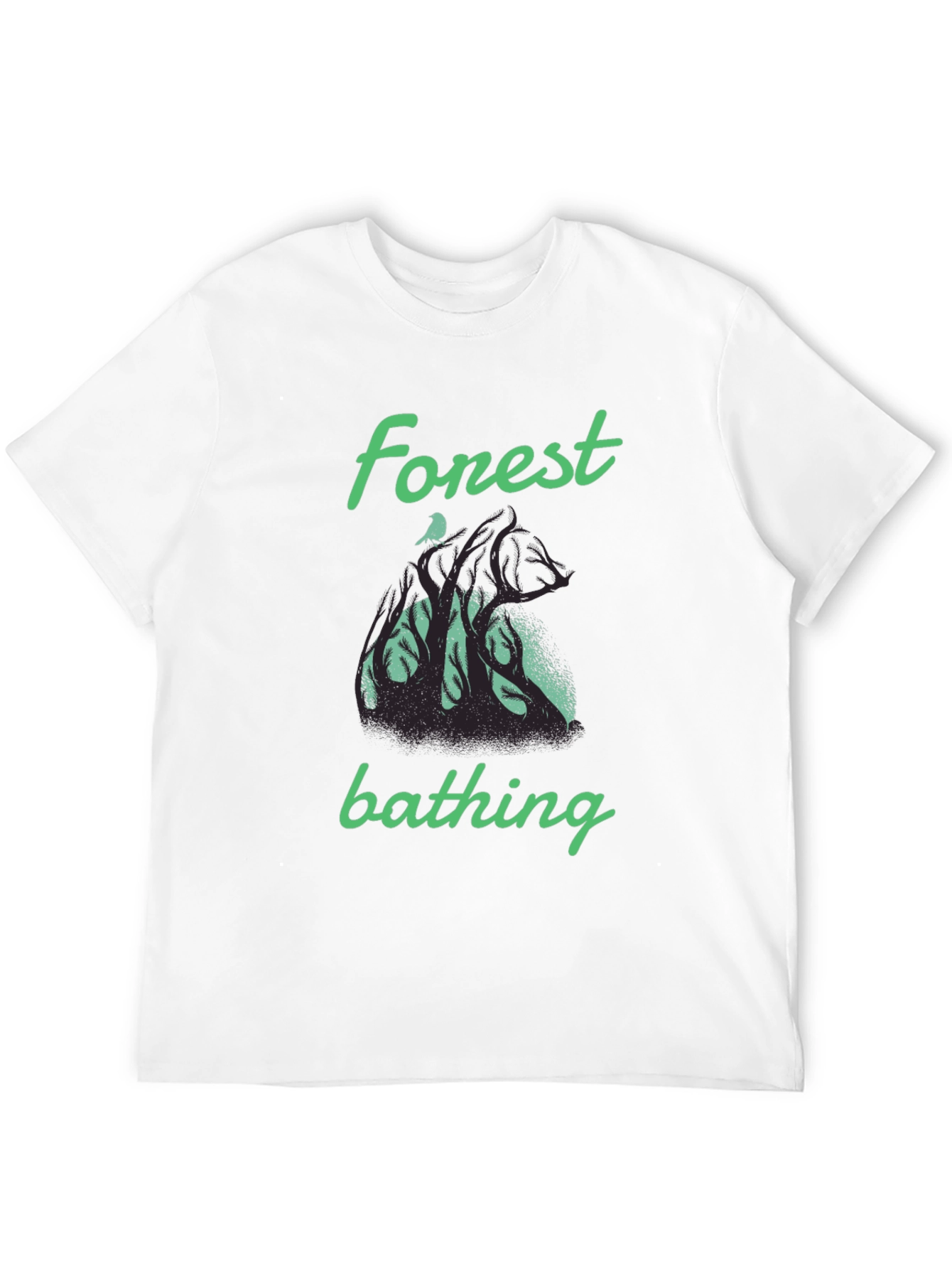 Forest Bathing Graphic Tee - Black Cotton T-Shirt