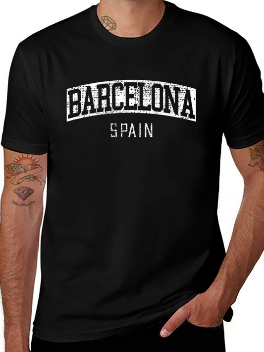 Barcelona Spain Graphic T-Shirt - Distressed Print