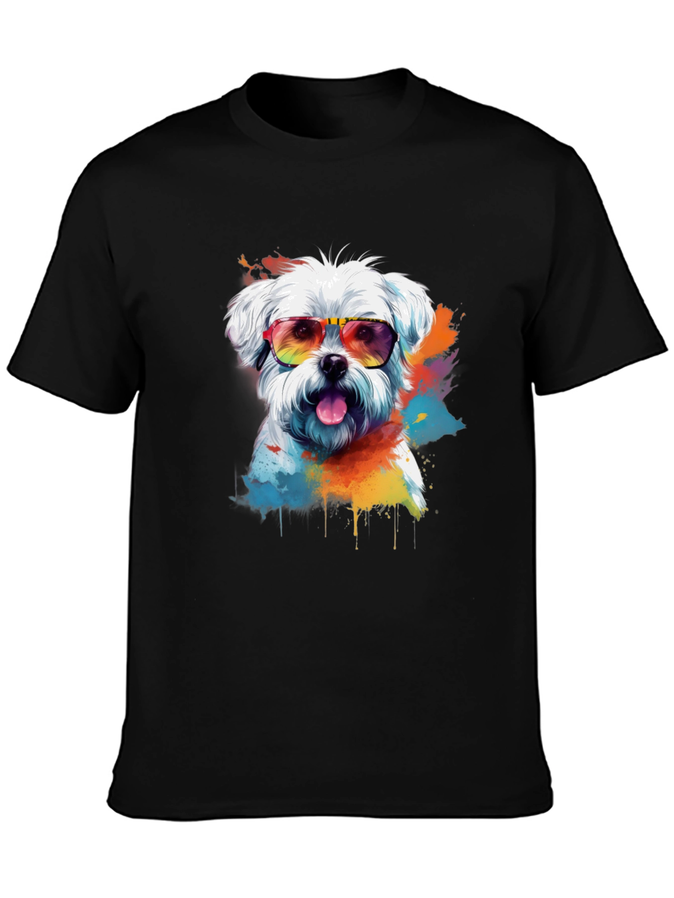 Cool Dog Graphic Tee - Maltese with Sunglasses