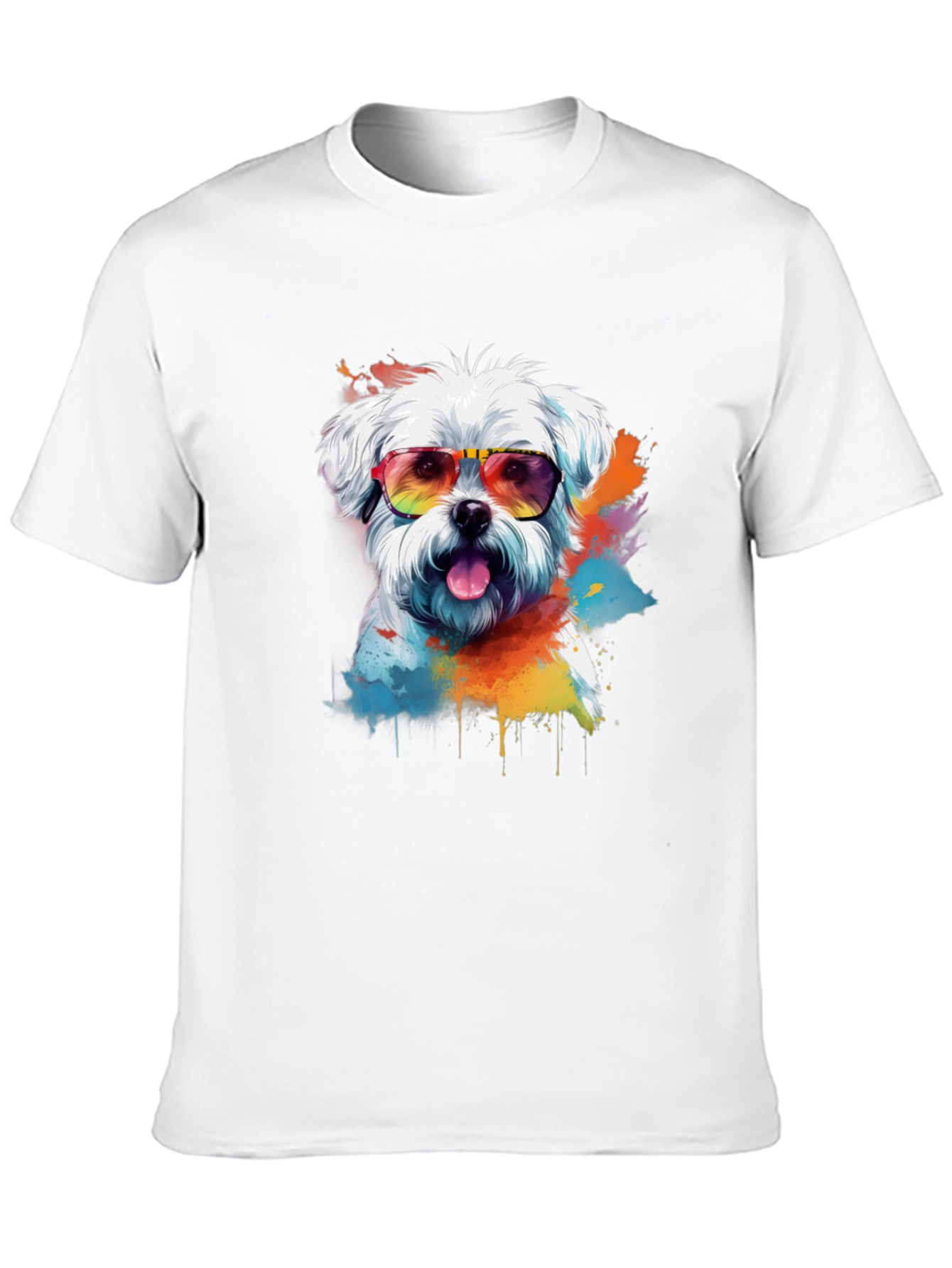 Cool Dog Graphic Tee - Maltese with Sunglasses