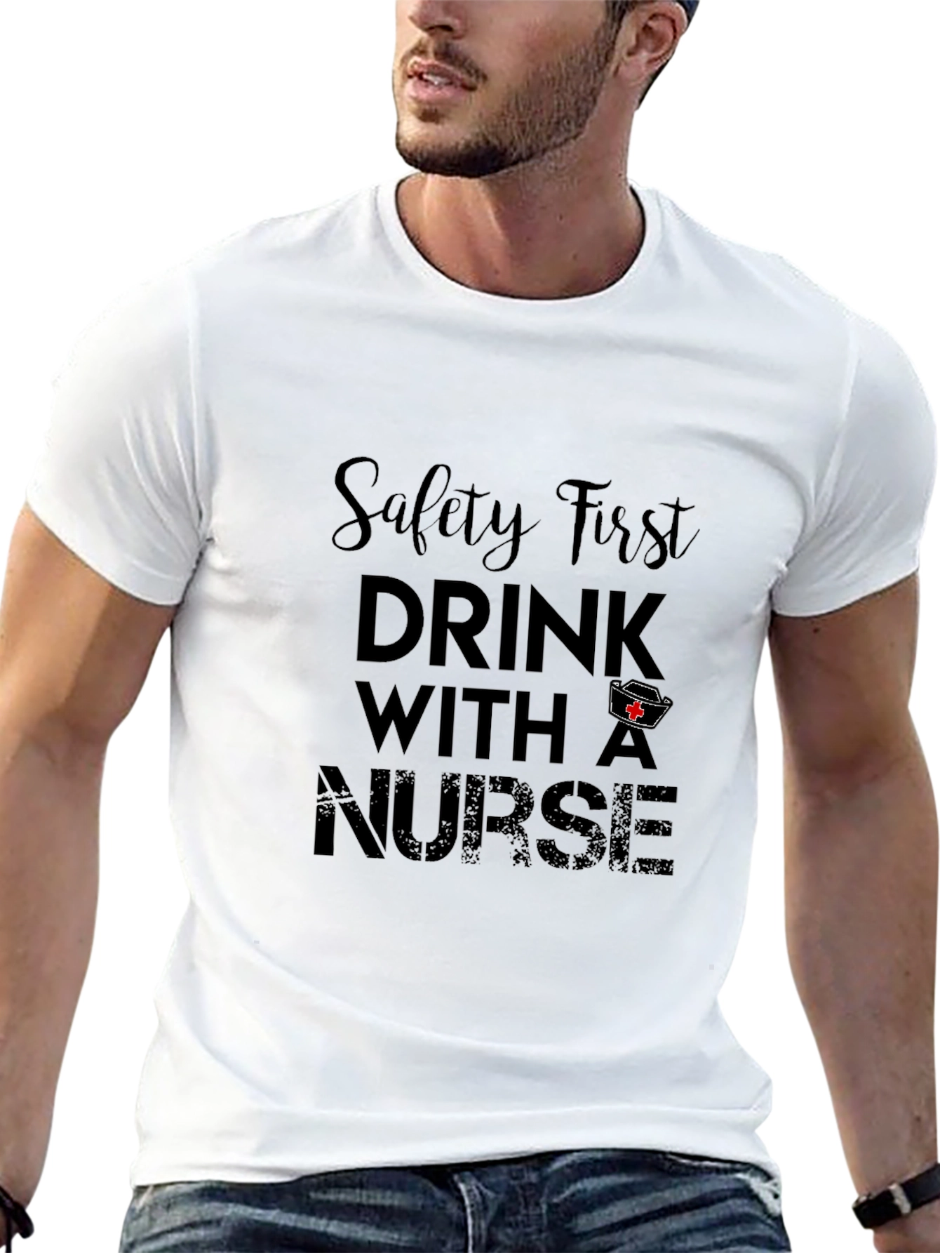 Safety First Drink With A Nurse Black Tee