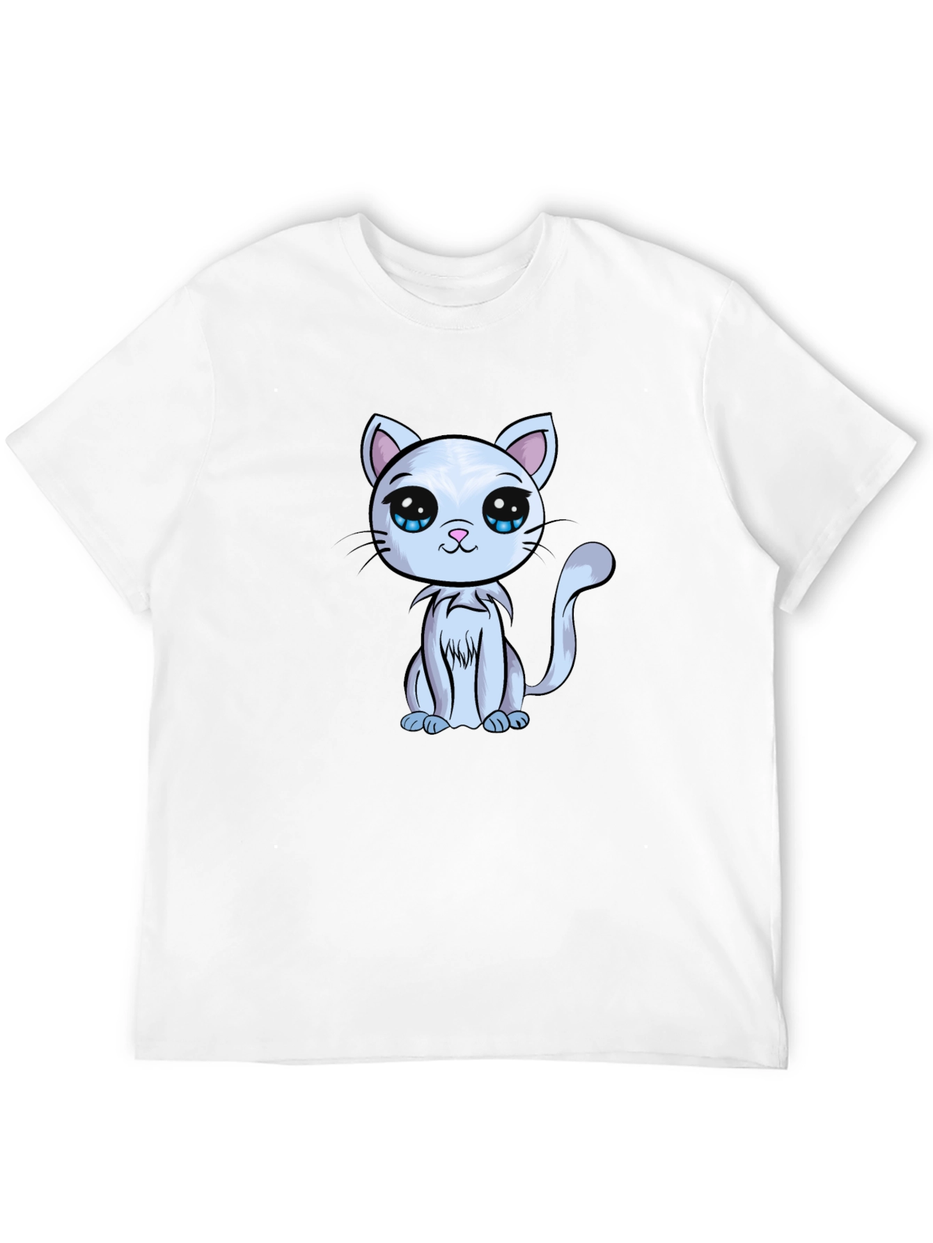 Cute Cartoon Cat Graphic Tee - Black T-Shirt