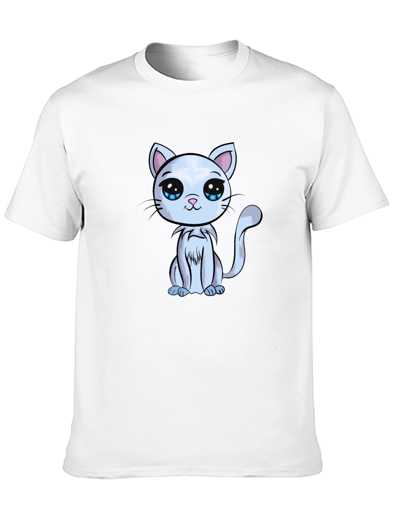 Cute Cartoon Cat Graphic Tee - Black T-Shirt