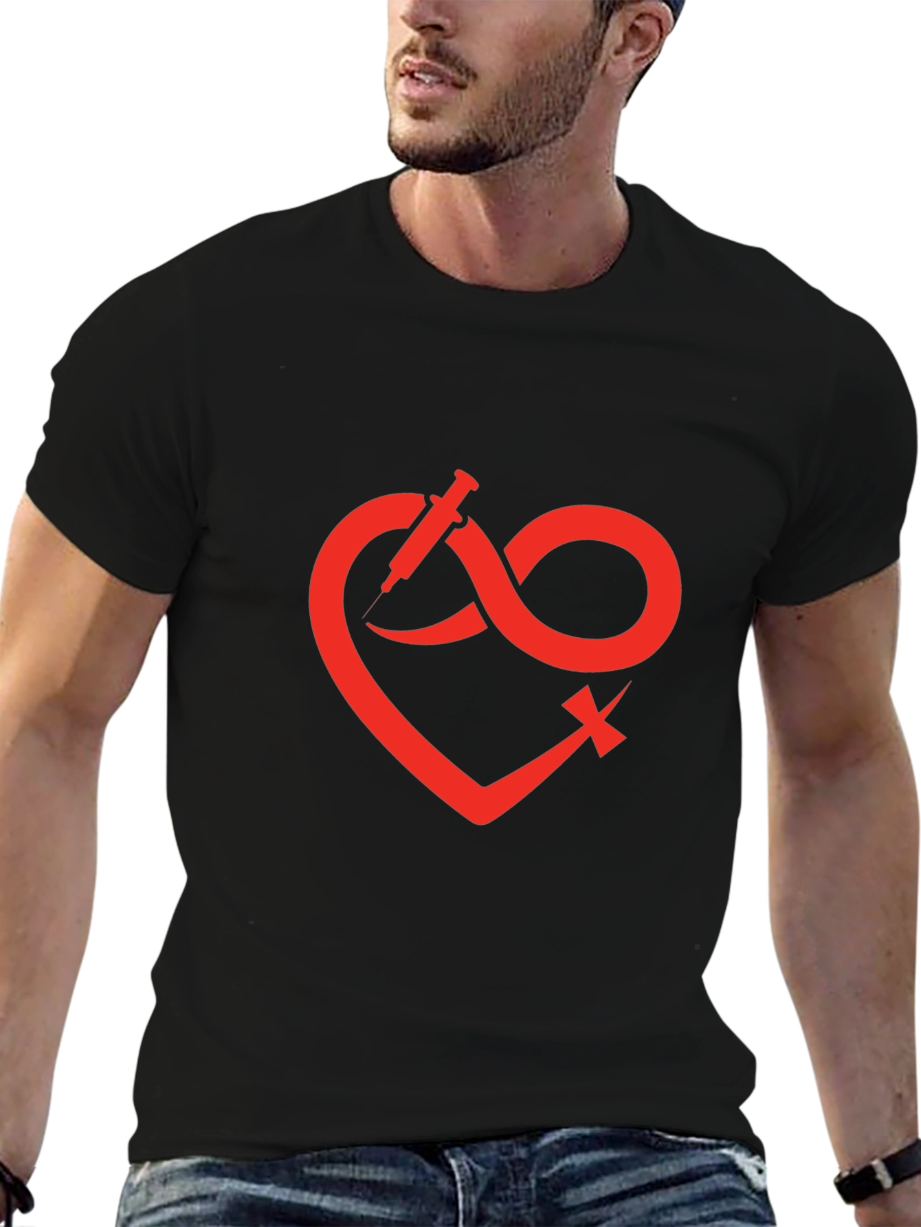 Heart Infinity Syringe Graphic T-Shirt