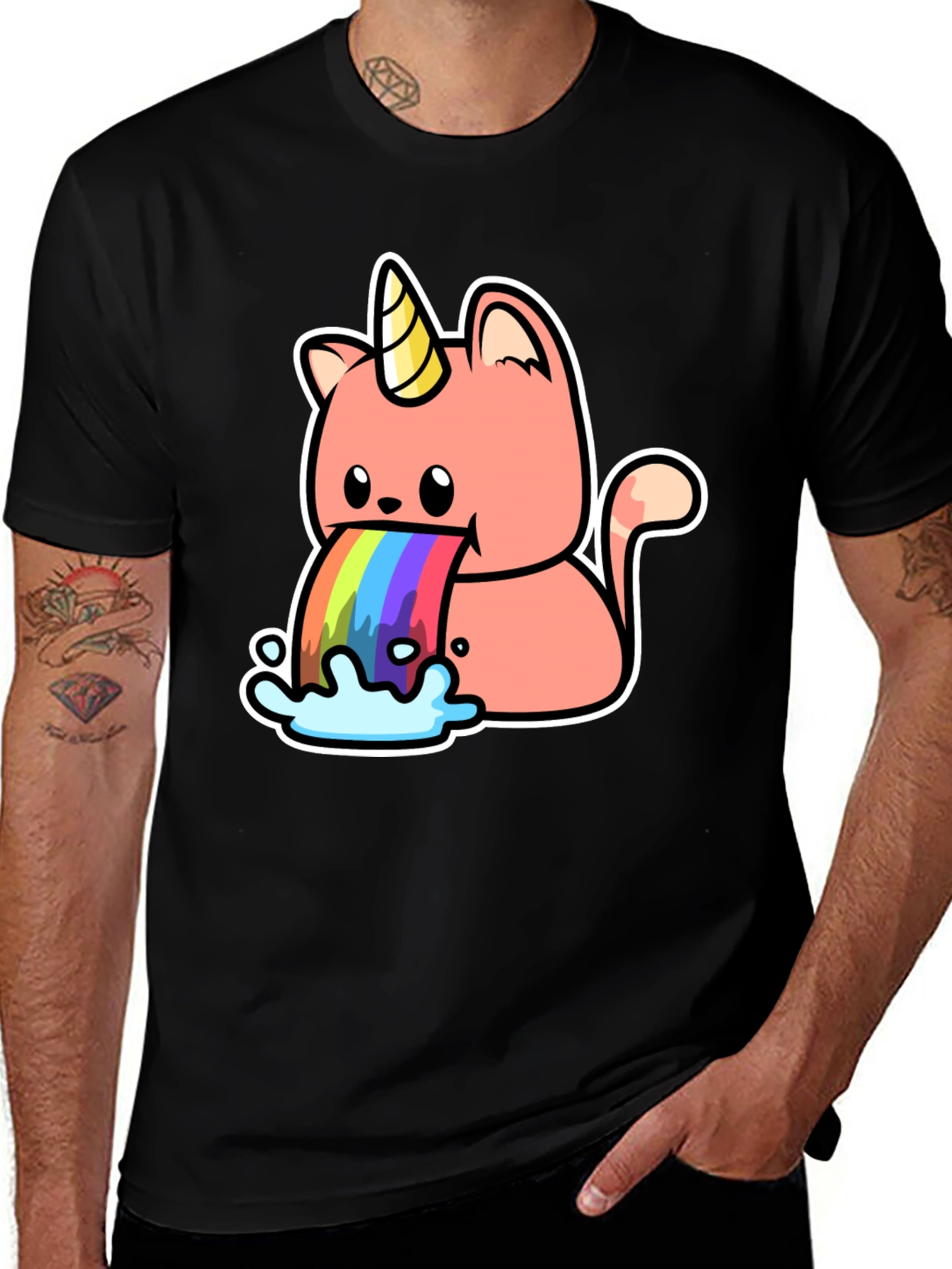 Unicorn Cat Rainbow Puke T-Shirt