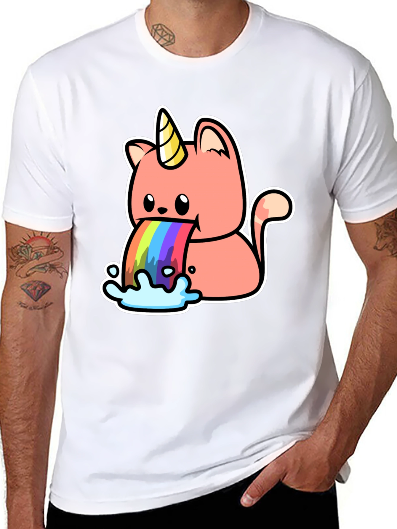 Unicorn Cat Rainbow Puke T-Shirt