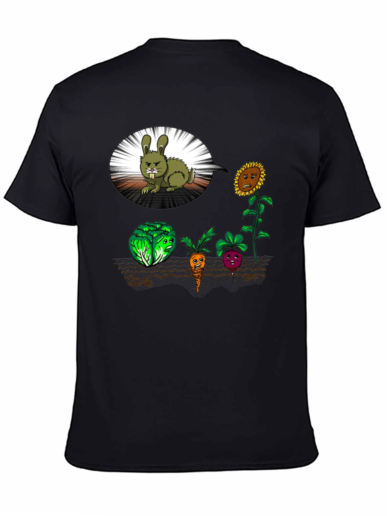 Funny Angry Bunny & Veggie T-Shirt