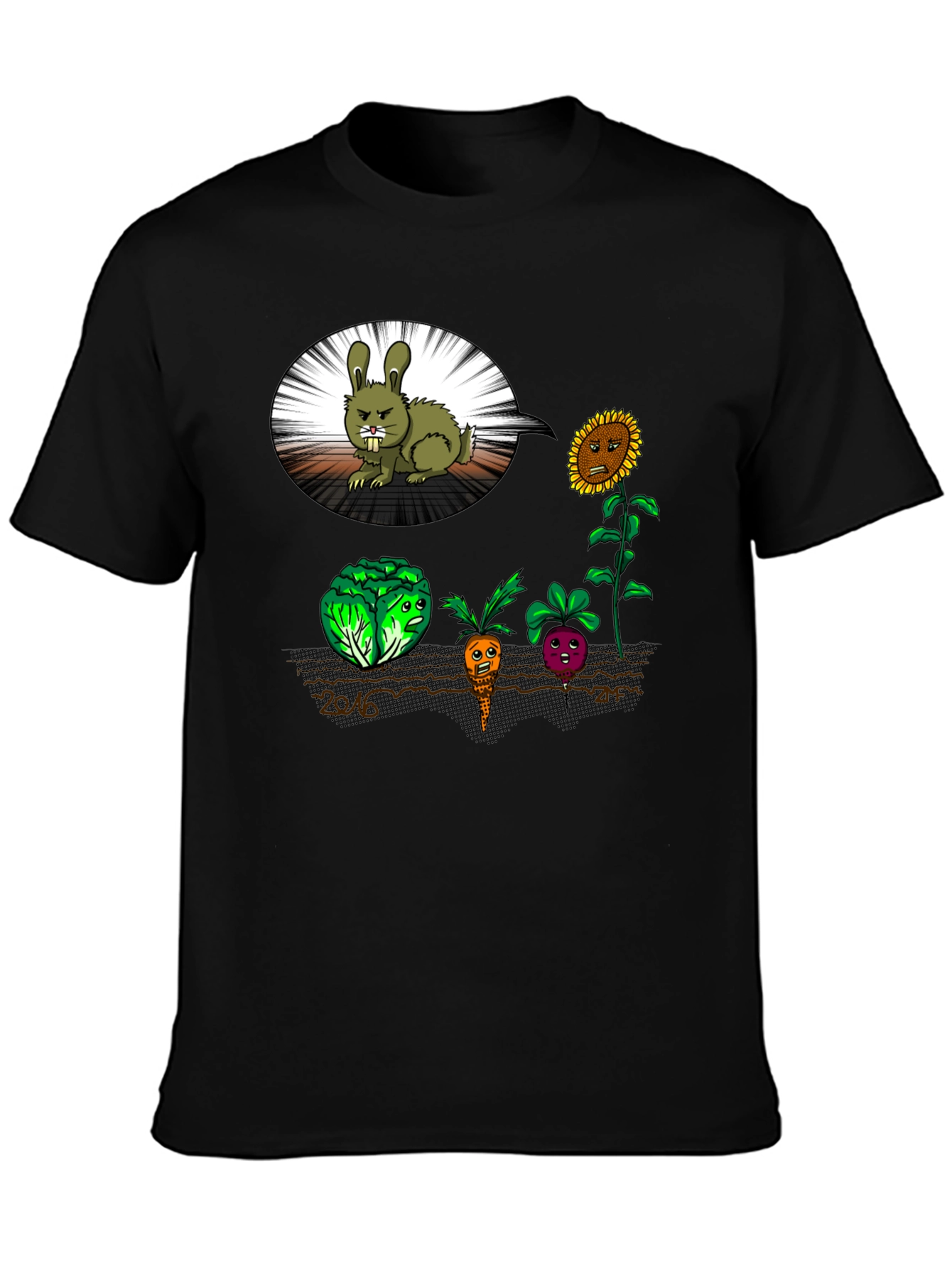 Funny Angry Bunny & Veggie T-Shirt