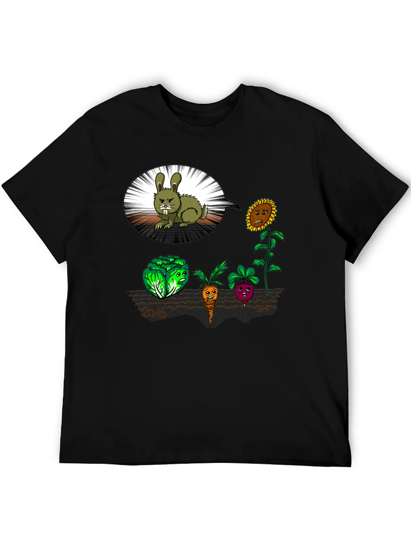 Funny Angry Bunny & Veggie T-Shirt