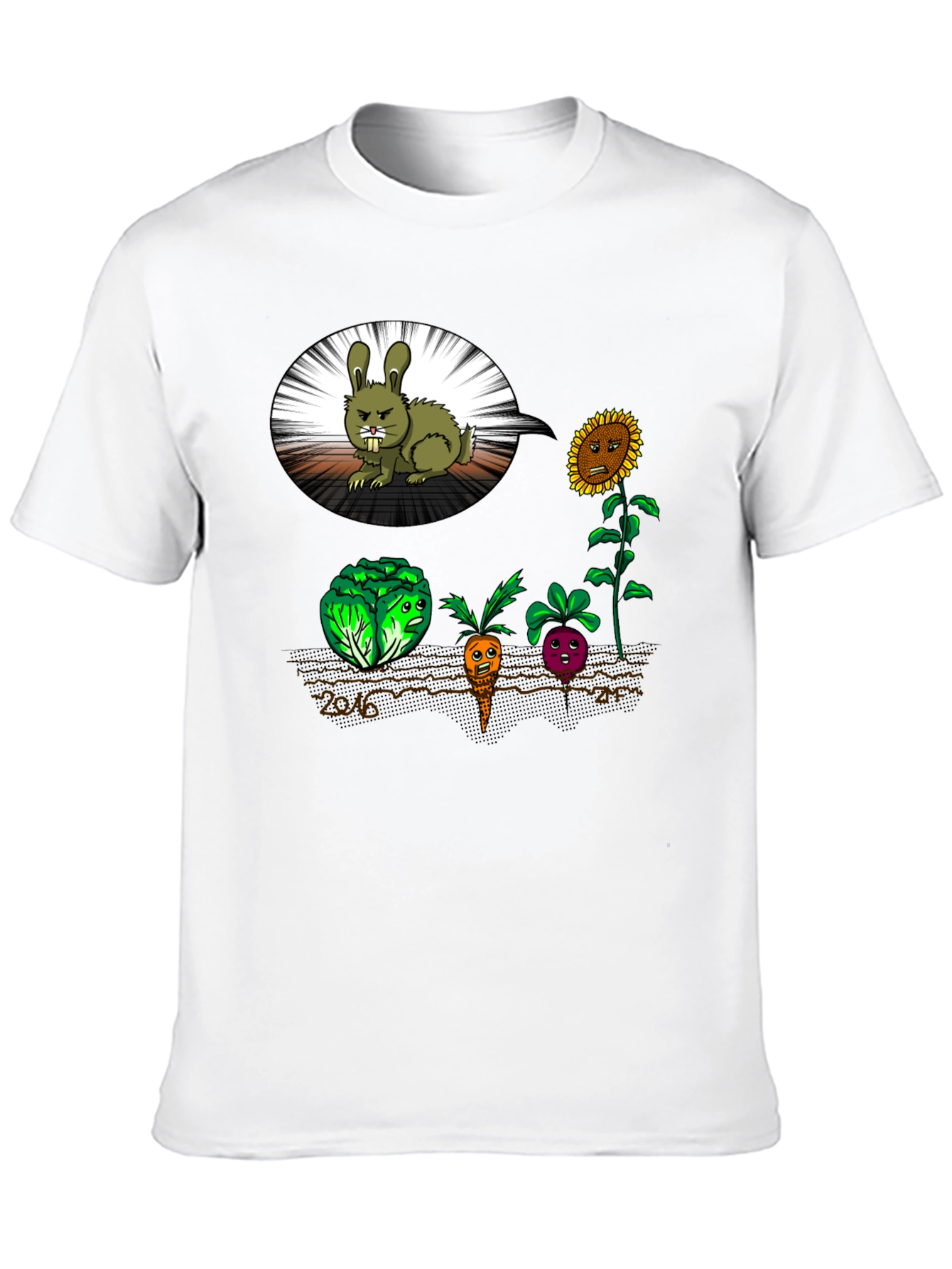 Funny Angry Bunny & Veggie T-Shirt
