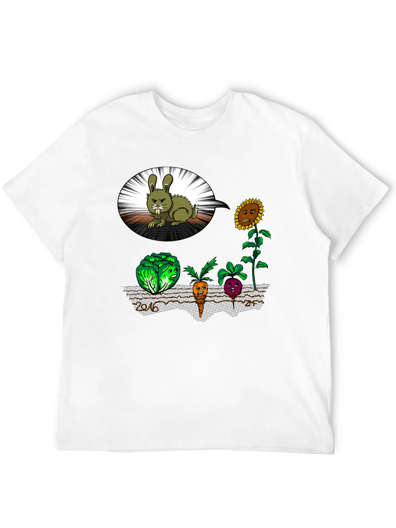 Funny Angry Bunny & Veggie T-Shirt