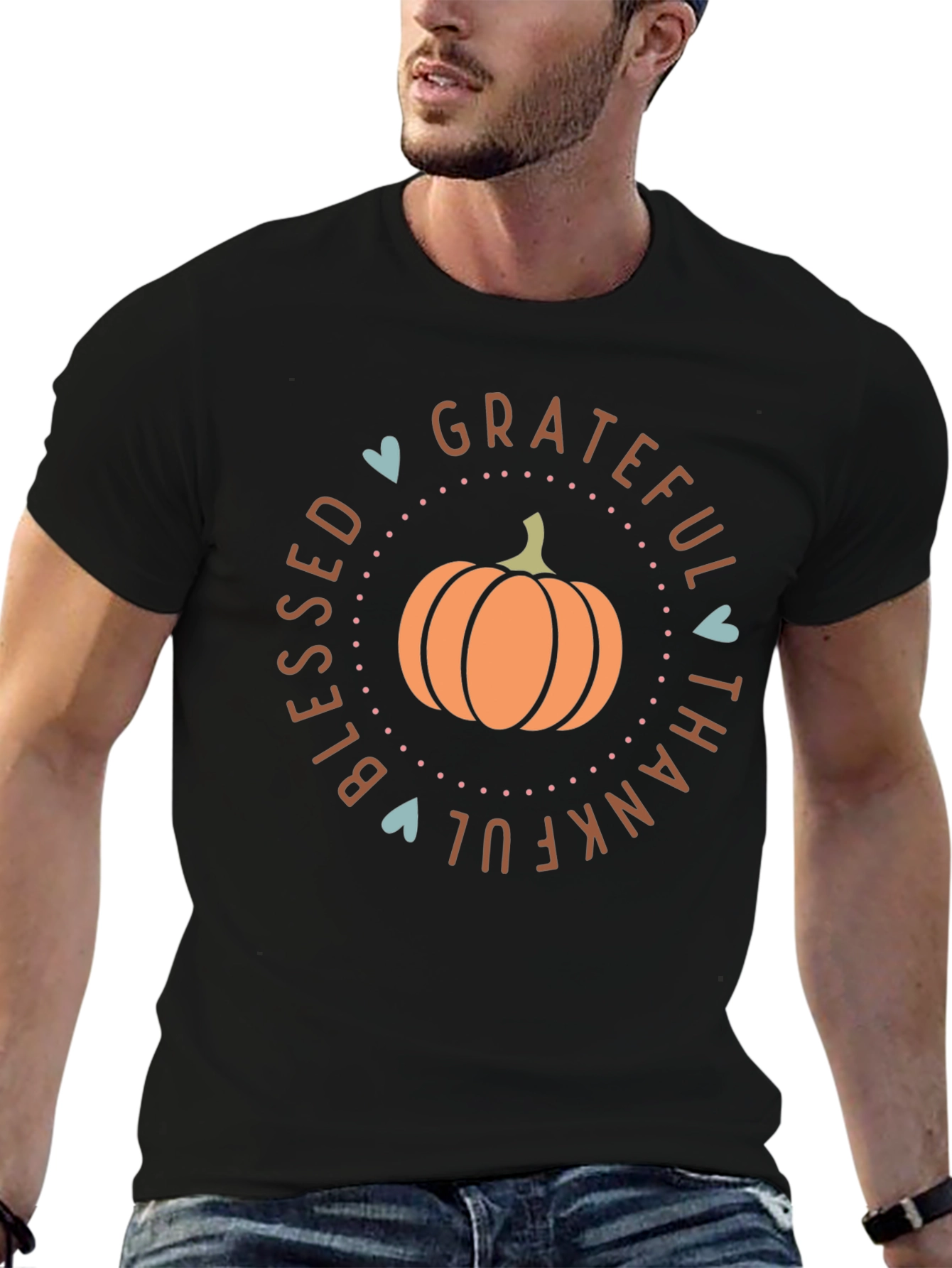Grateful Blessed Thankful Pumpkin T-Shirt