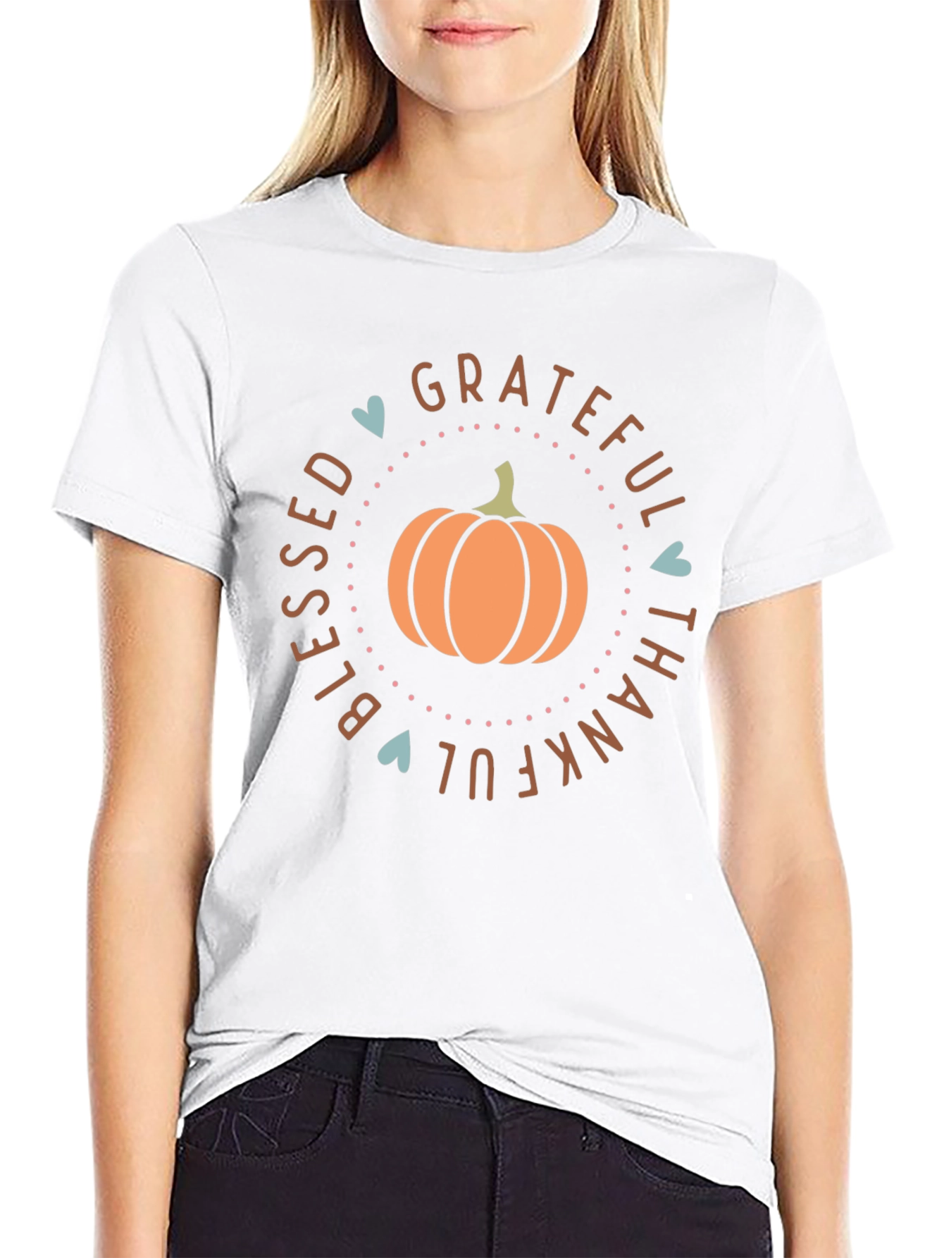 Grateful Blessed Thankful Pumpkin T-Shirt