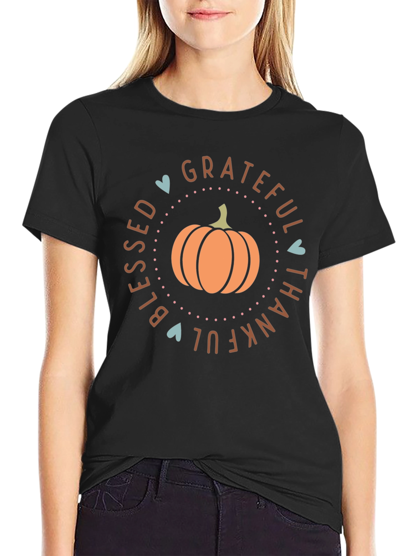 Grateful Blessed Thankful Pumpkin T-Shirt
