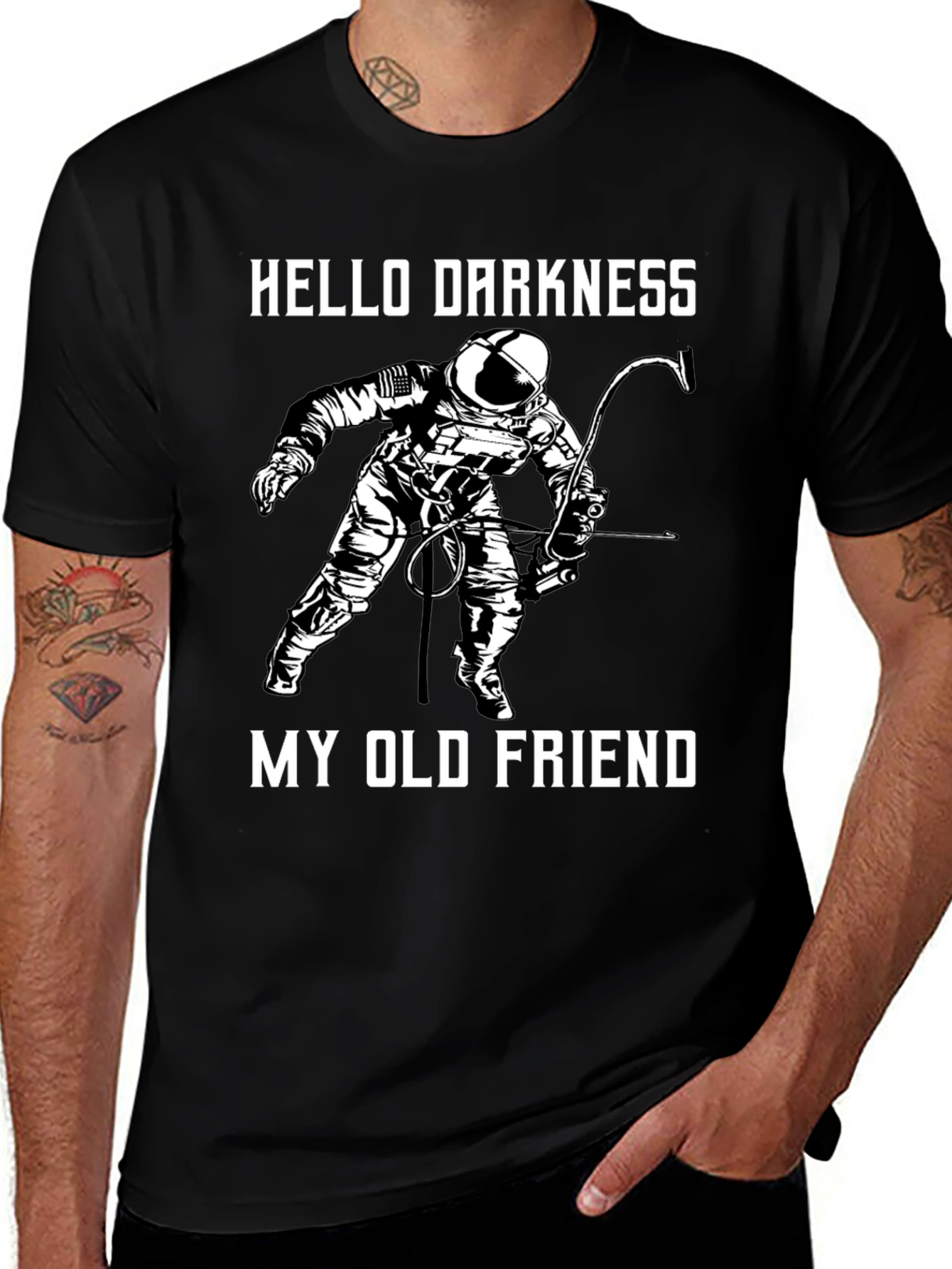 Hello Darkness Astronaut Graphic T-Shirt