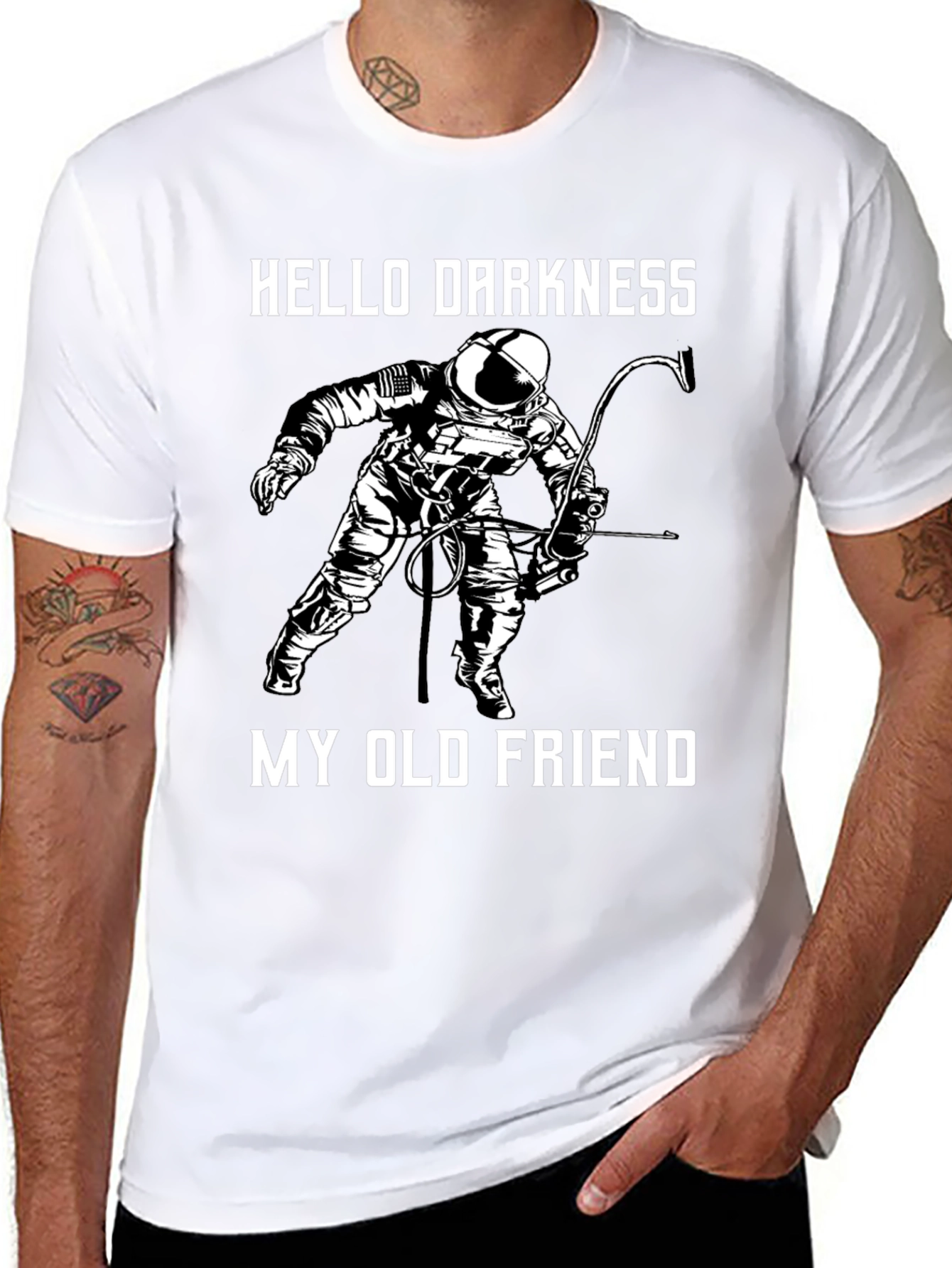 Hello Darkness Astronaut Graphic T-Shirt