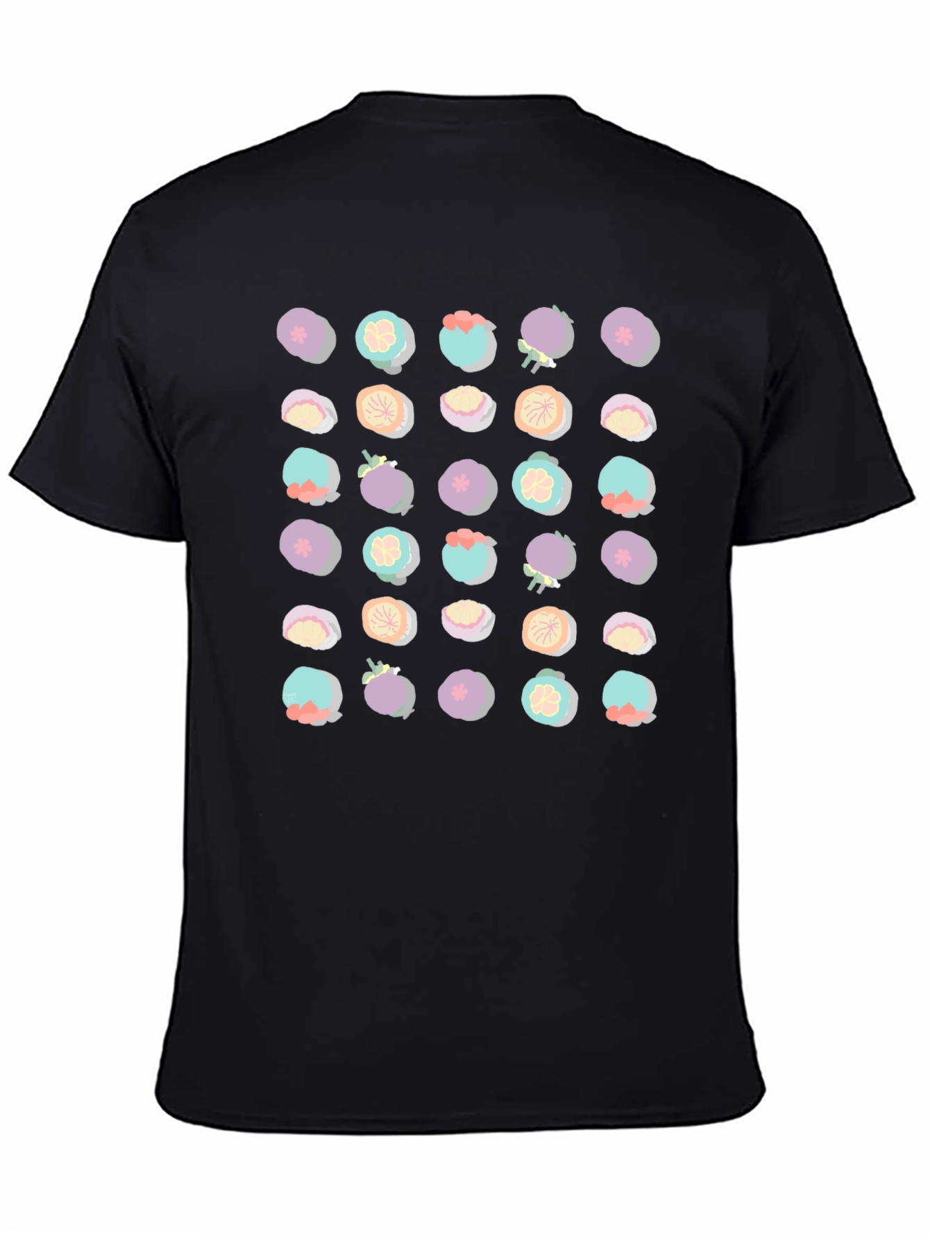 Mangosteen Pattern Black T-Shirt