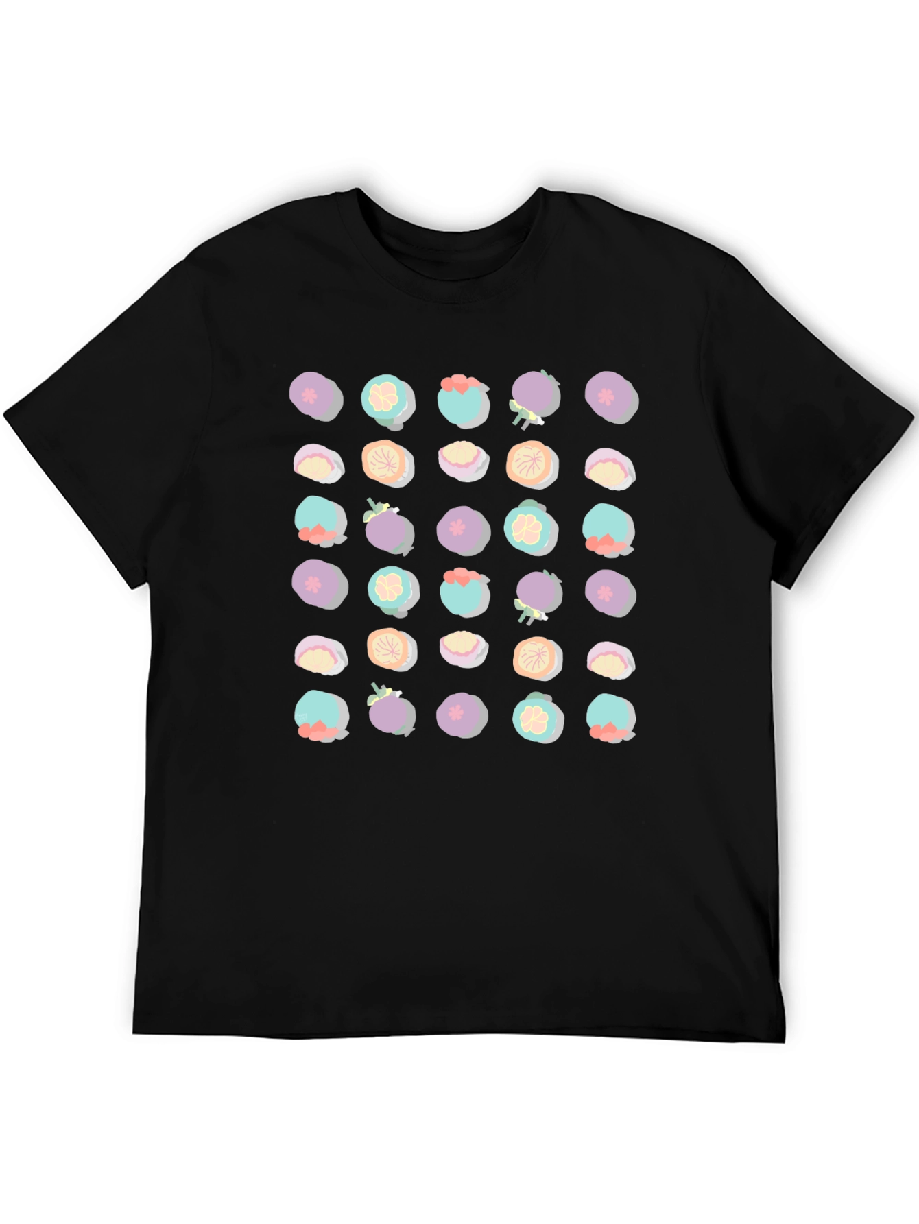 Mangosteen Pattern Black T-Shirt