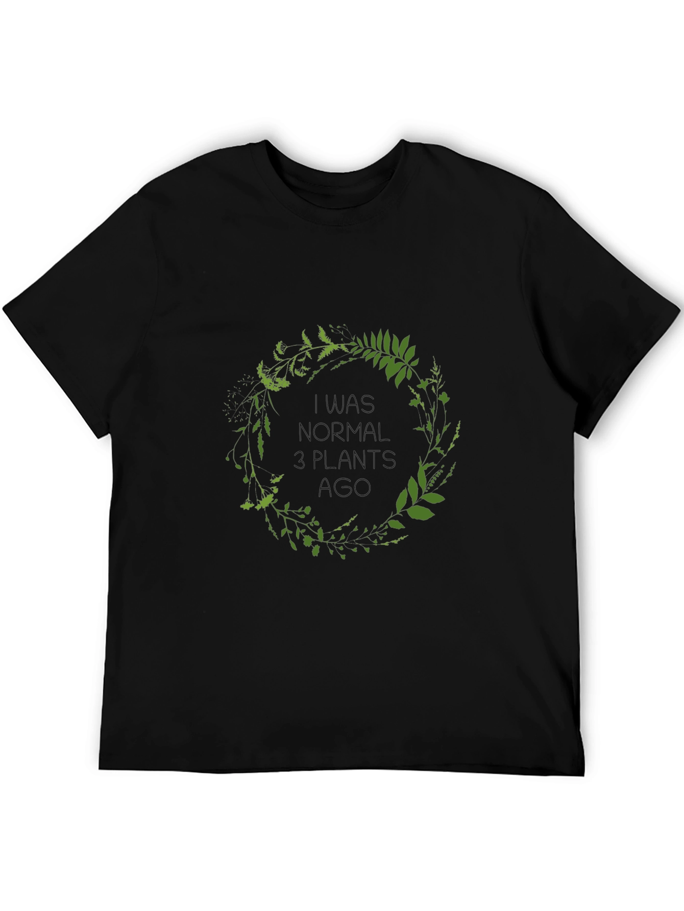 Botanical Wreath Graphic Tee - Nature Lovers Black T-Shirt