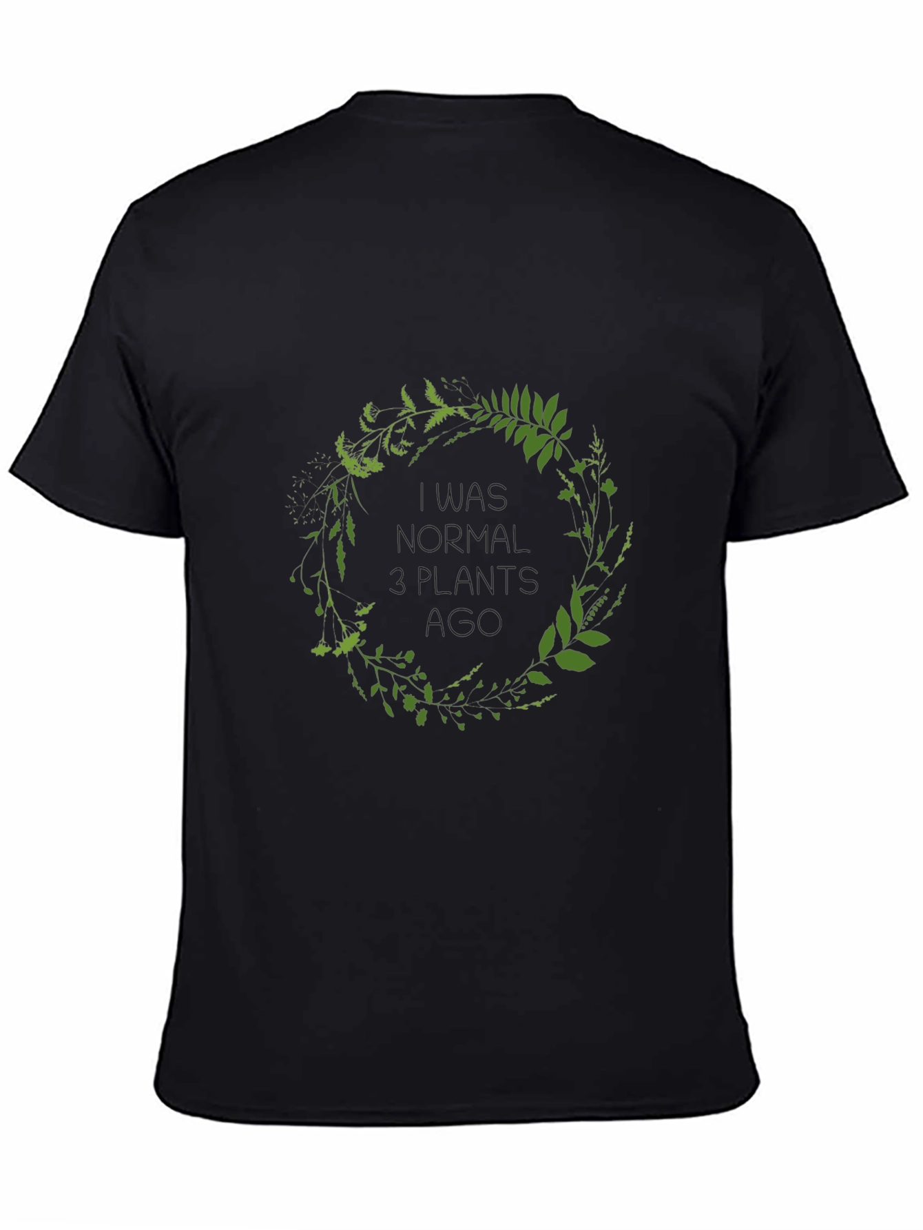 Botanical Wreath Graphic Tee - Nature Lovers Black T-Shirt