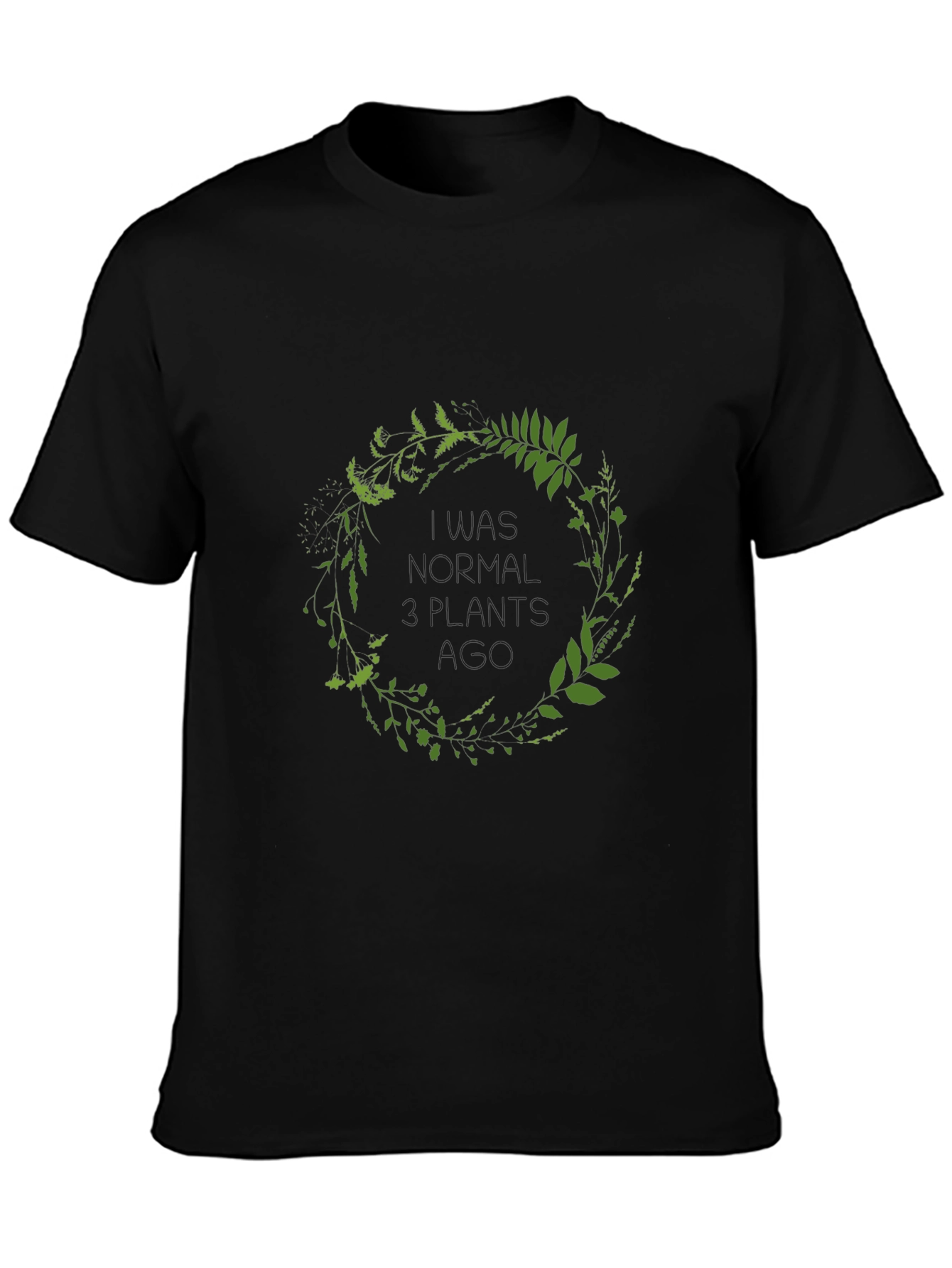 Botanical Wreath Graphic Tee - Nature Lovers Black T-Shirt