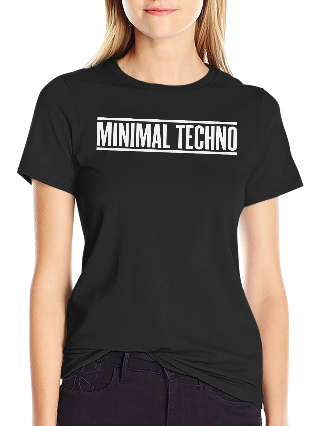 Minimal Techno Graphic T-Shirt - Black