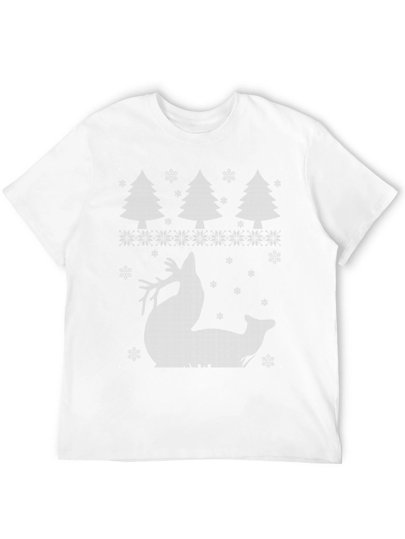 Christmas Reindeer Trees Black T-Shirt