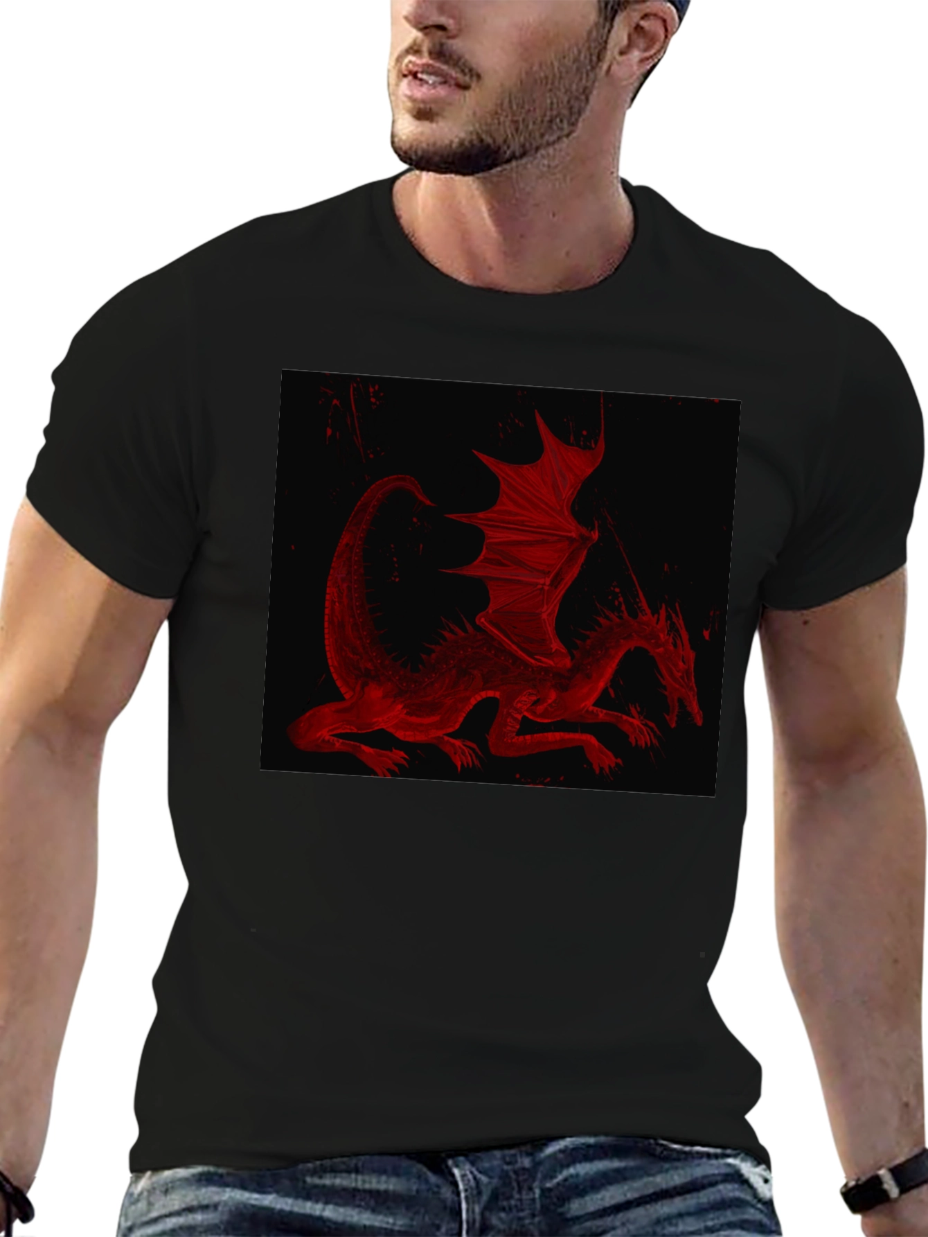 Red Dragon Graphic T-Shirt - Black