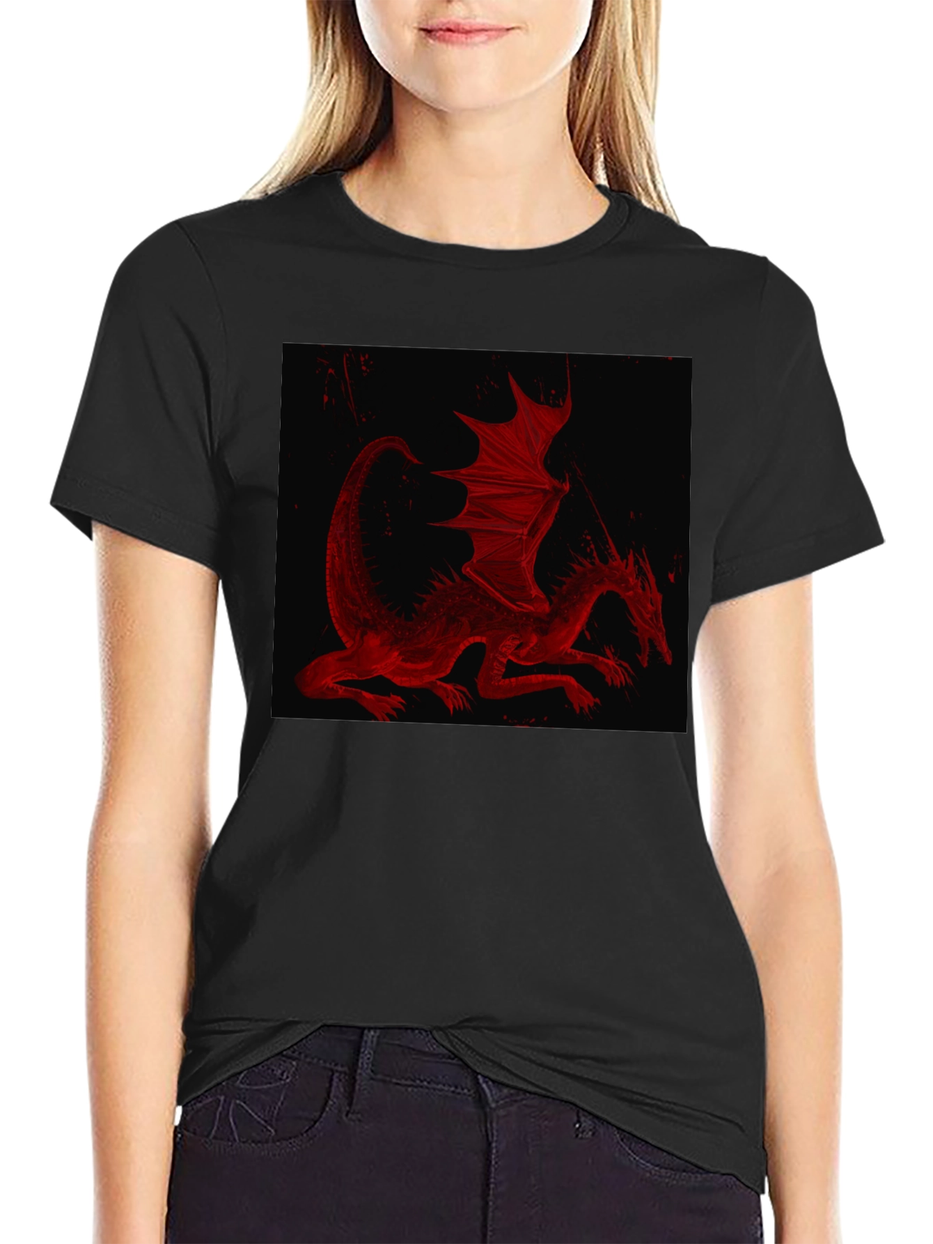 Red Dragon Graphic T-Shirt - Black