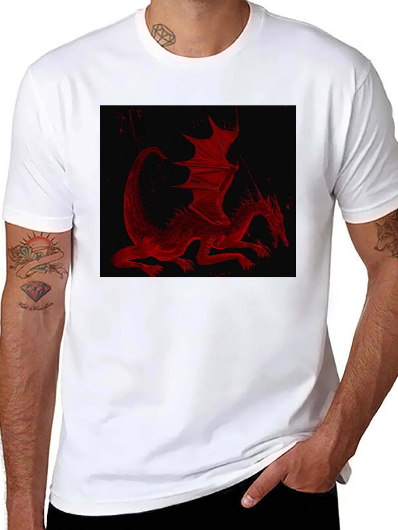 Red Dragon Graphic T-Shirt - Black