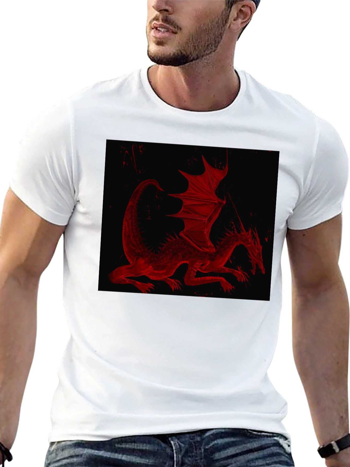 Red Dragon Graphic T-Shirt - Black