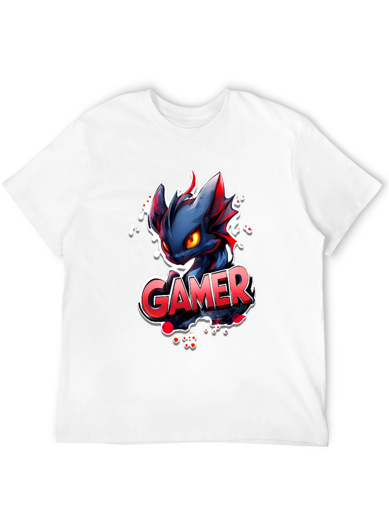 Gamer Dragon Graphic Tee - Black Cotton T-Shirt