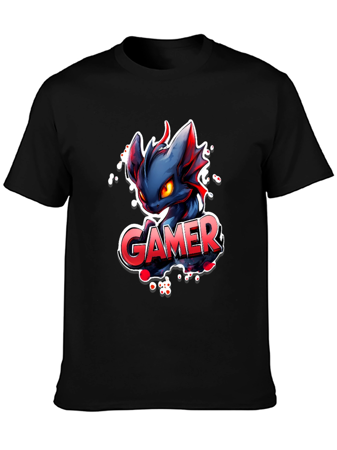 Gamer Dragon Graphic Tee - Black Cotton T-Shirt