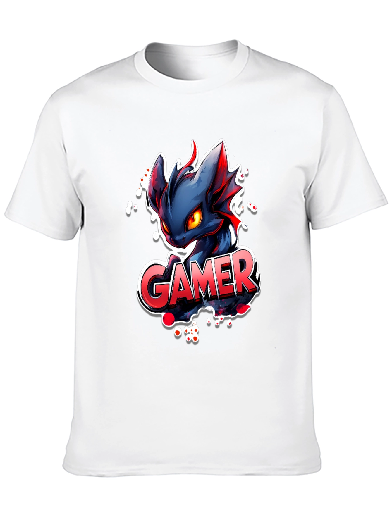 Gamer Dragon Graphic Tee - Black Cotton T-Shirt