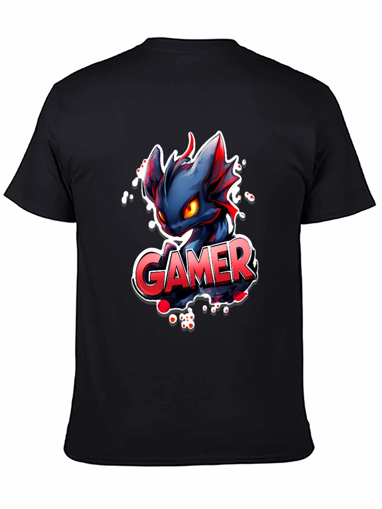 Gamer Dragon Graphic Tee - Black Cotton T-Shirt