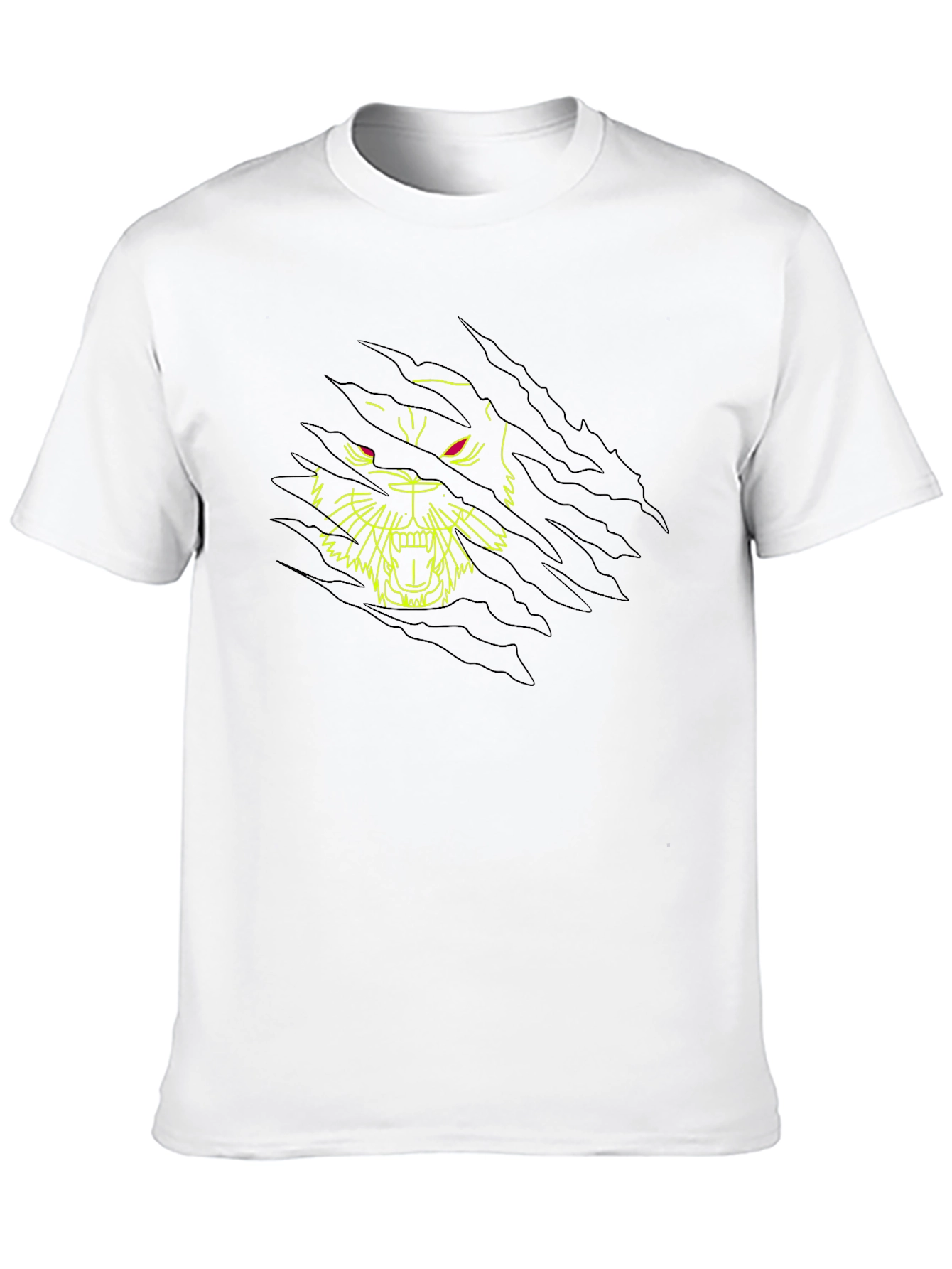 Black T-Shirt with Ripped Graphic Tiger Design