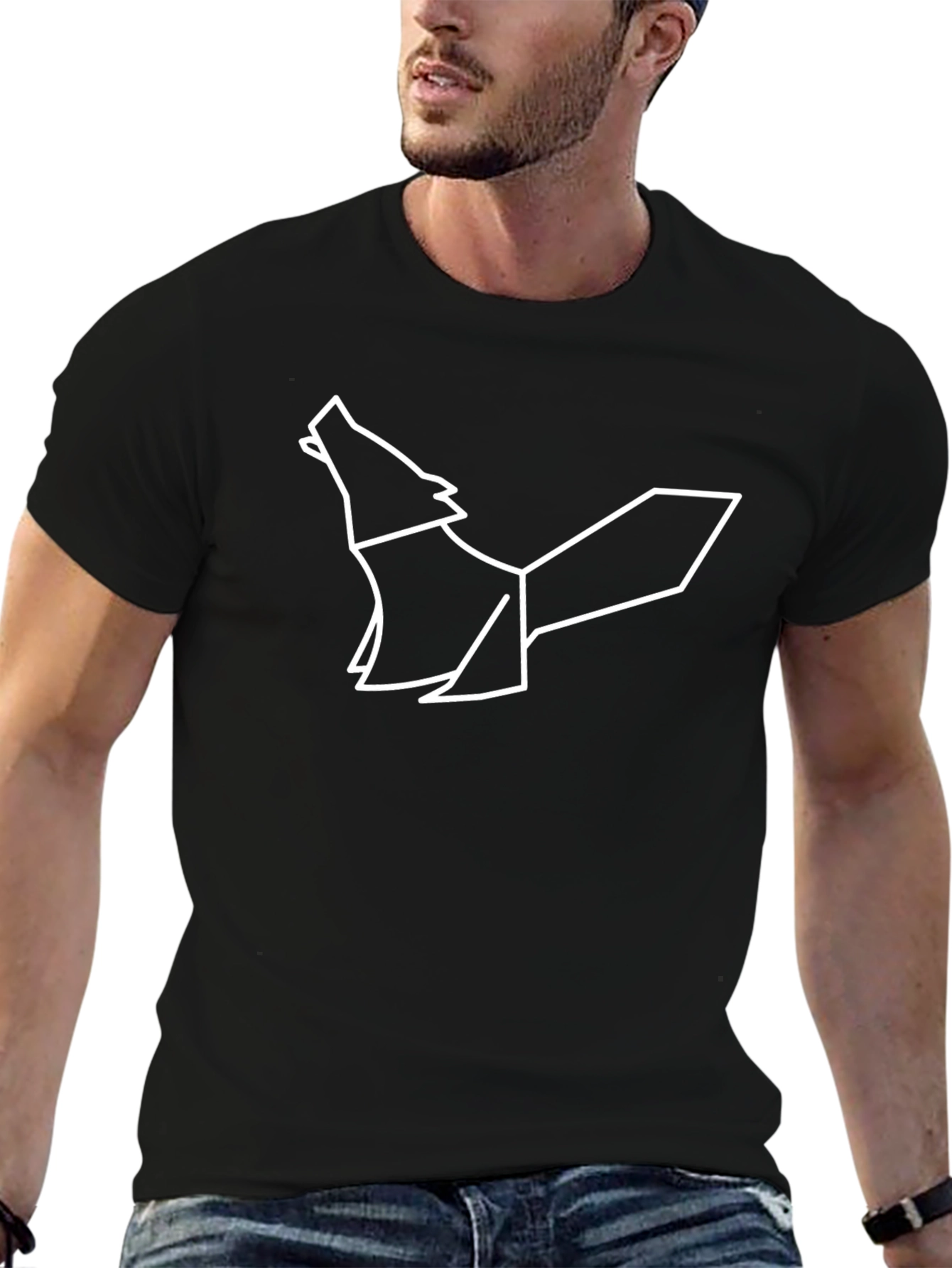 Geometric Wolf Graphic Tee - Modern Style