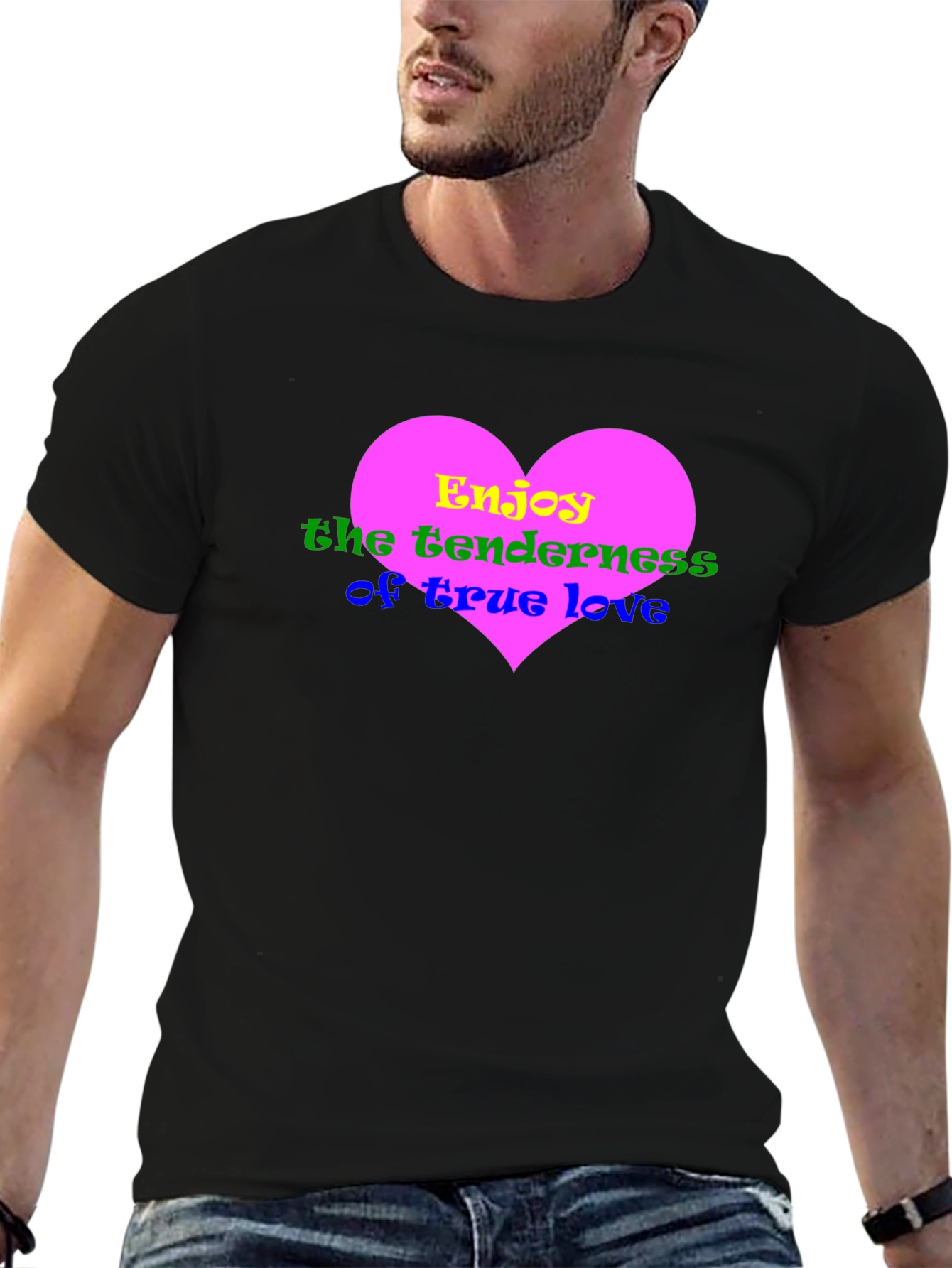 Heart Love Graphic Black T-Shirt