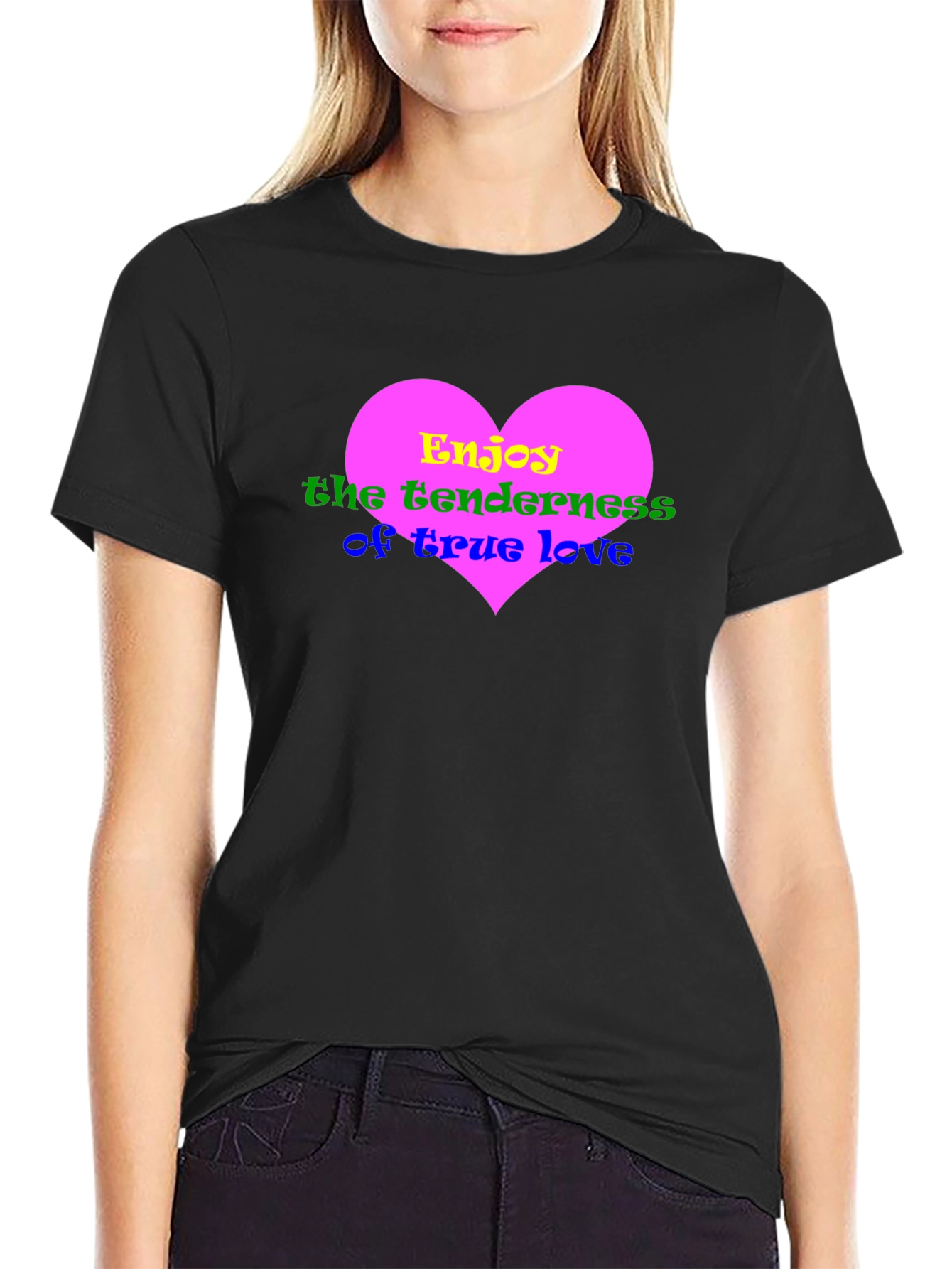 Heart Love Graphic Black T-Shirt