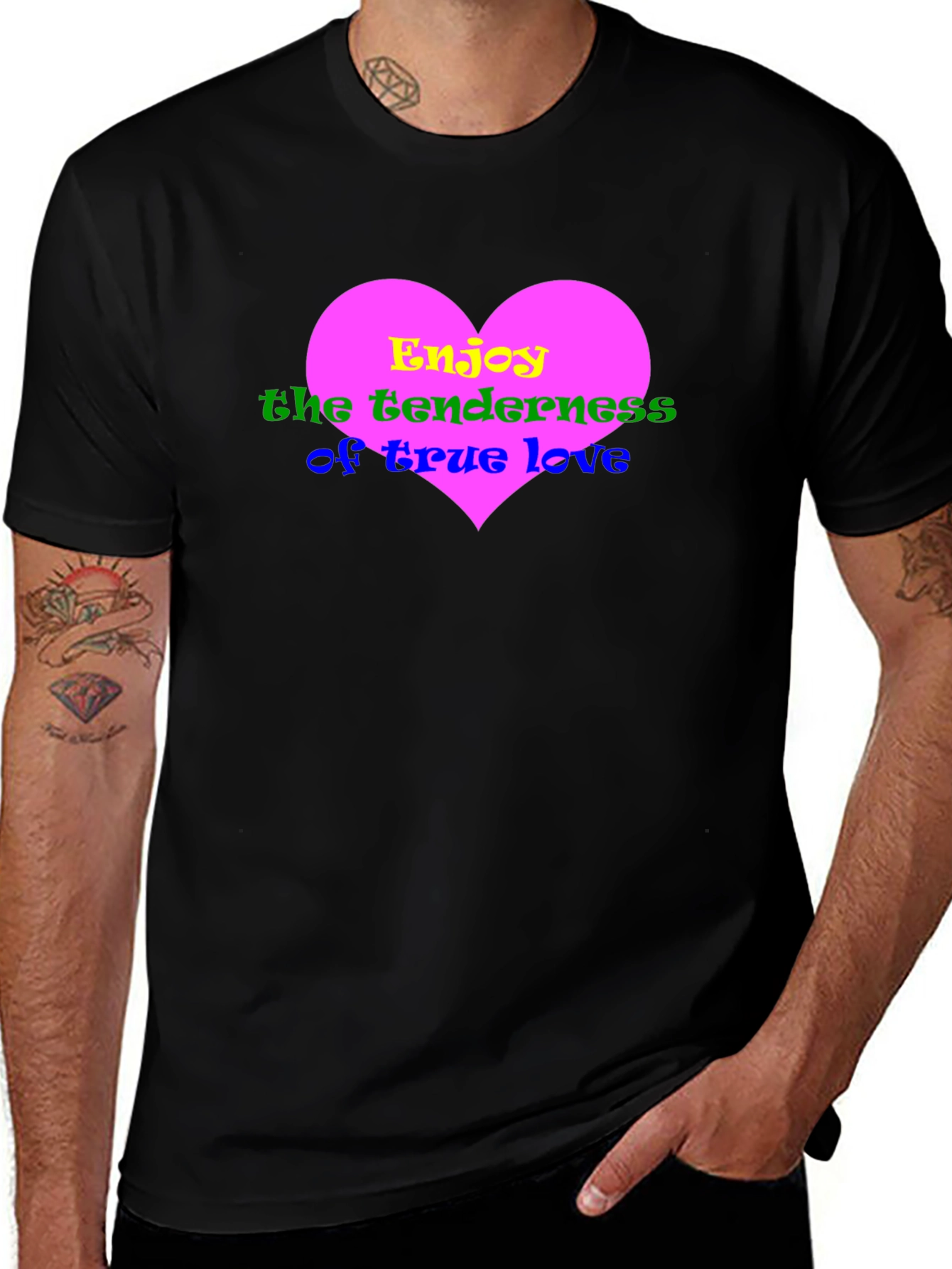 Heart Love Graphic Black T-Shirt