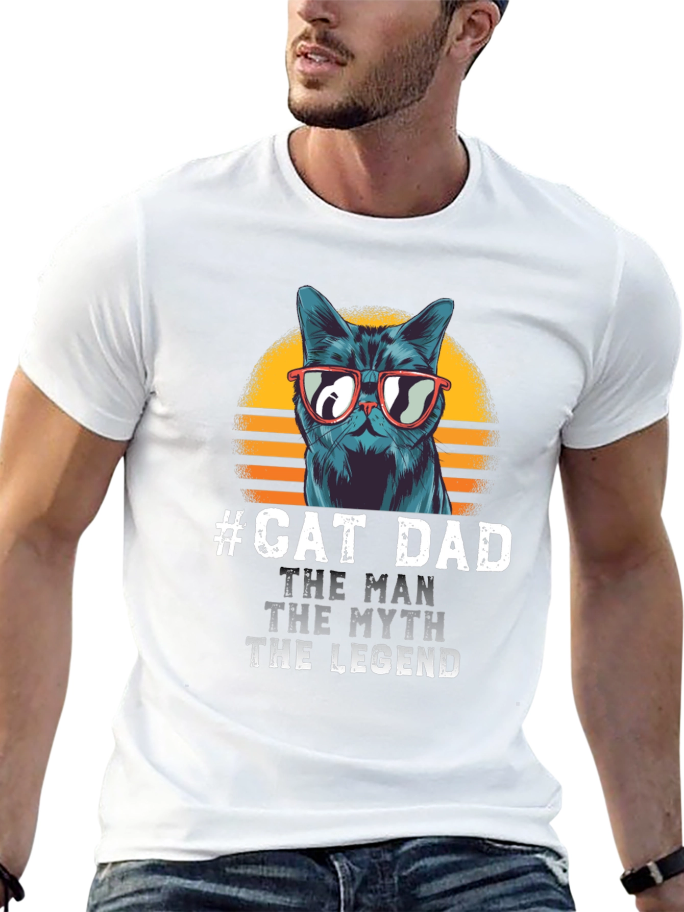 #Cat Dad Tee: Man Myth Legend Graphic T-Shirt
