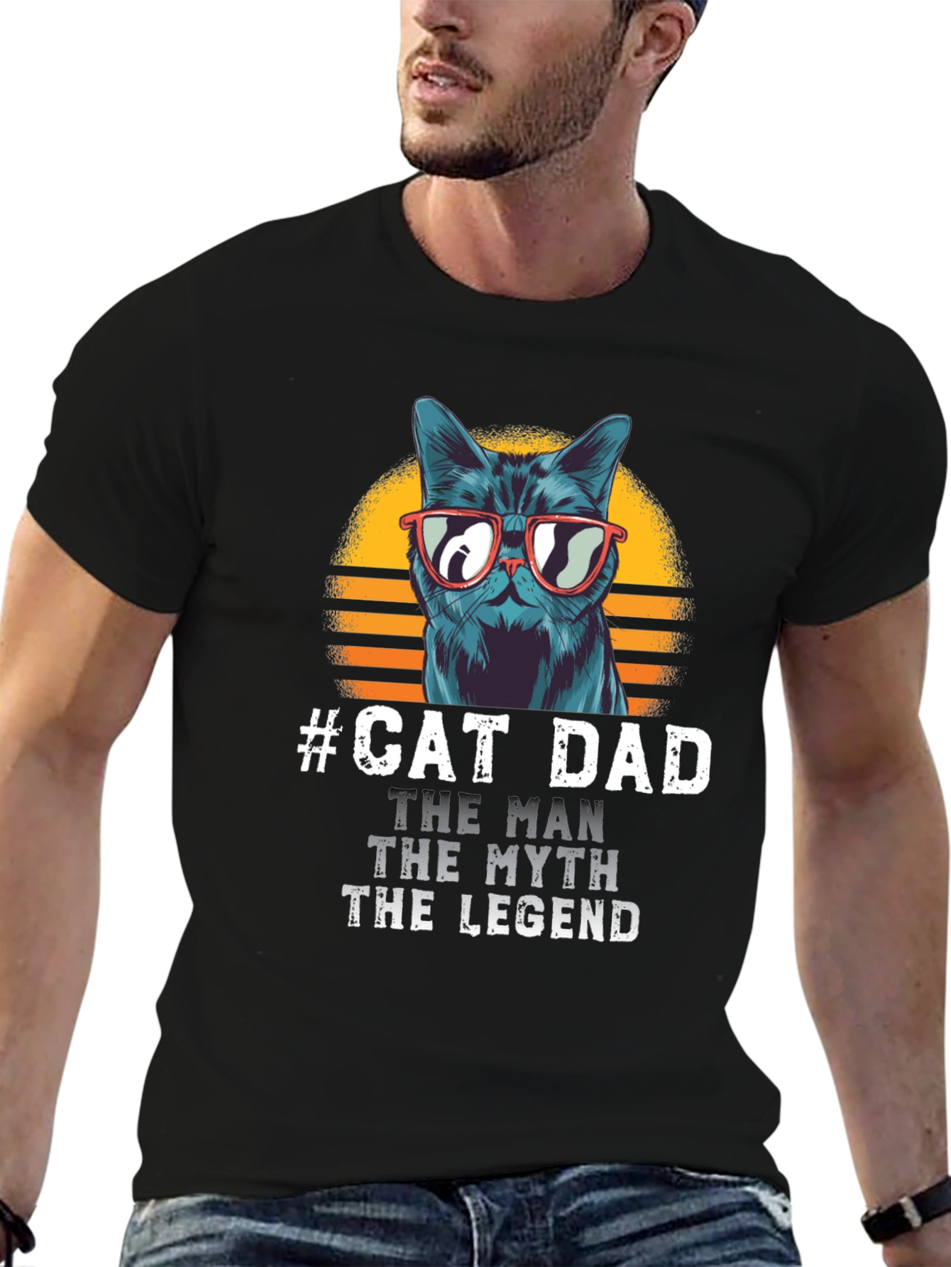 #Cat Dad Tee: Man Myth Legend Graphic T-Shirt