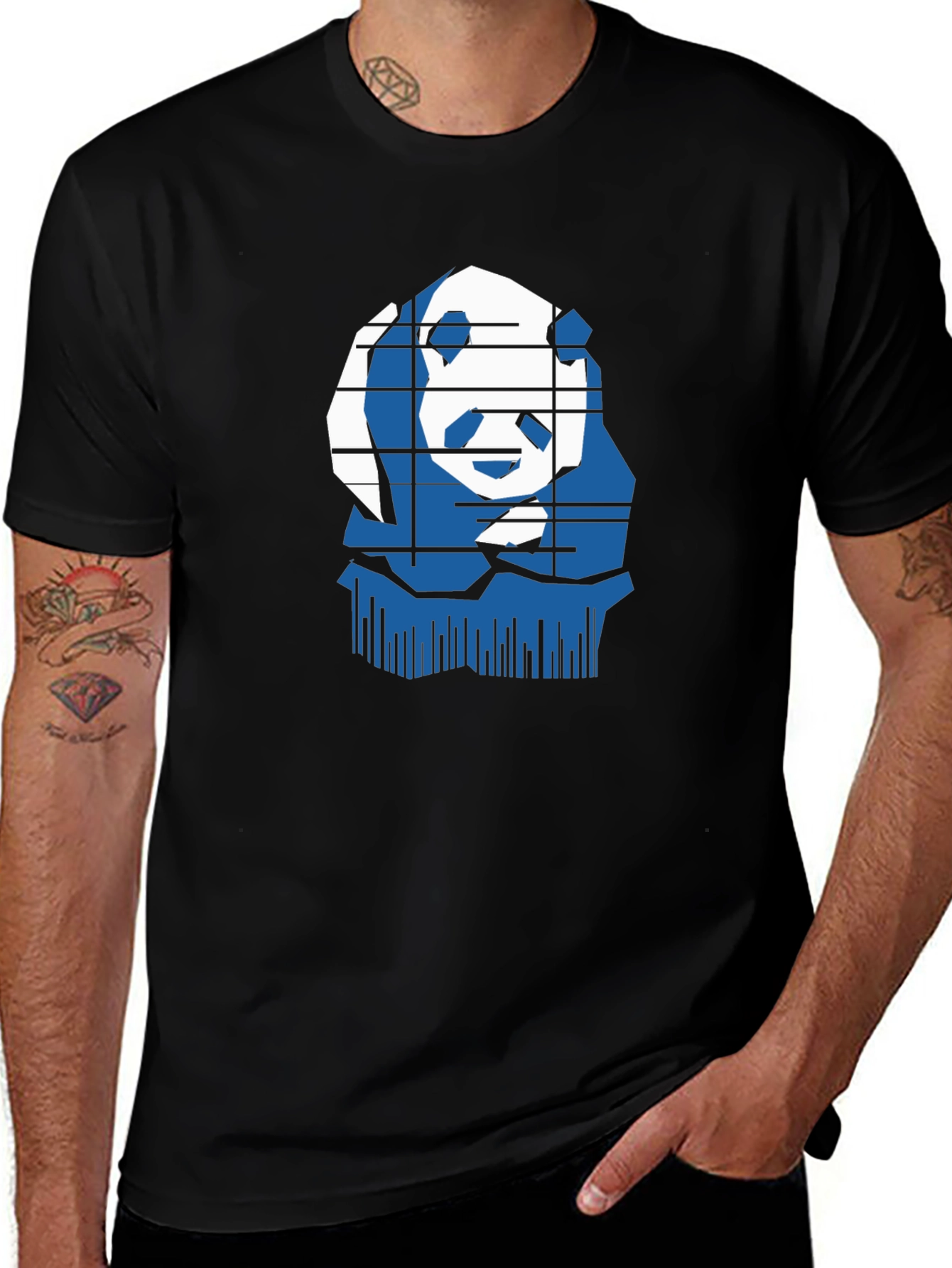 Stylish Panda Graphic Tee - Black