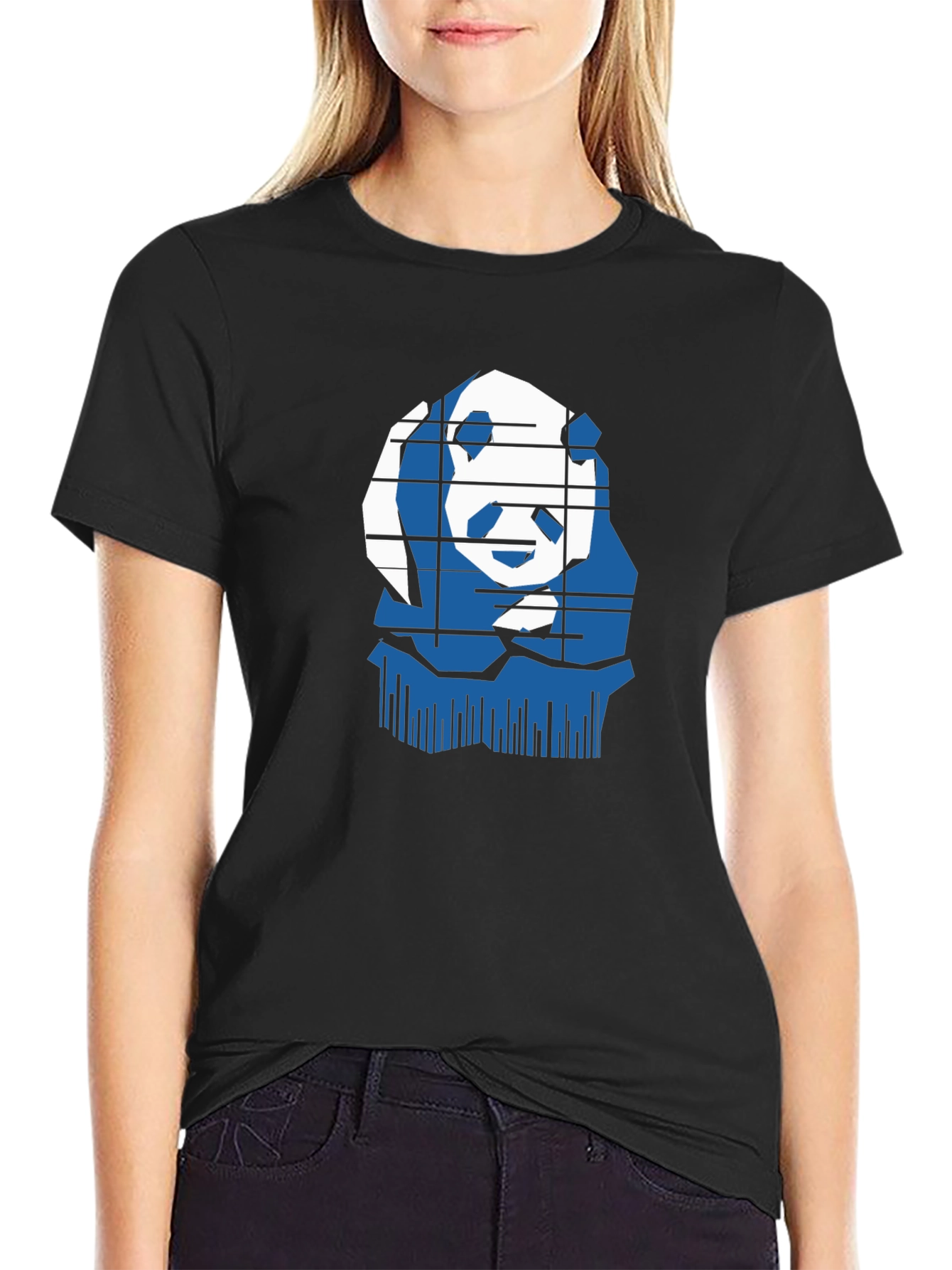 Stylish Panda Graphic Tee - Black