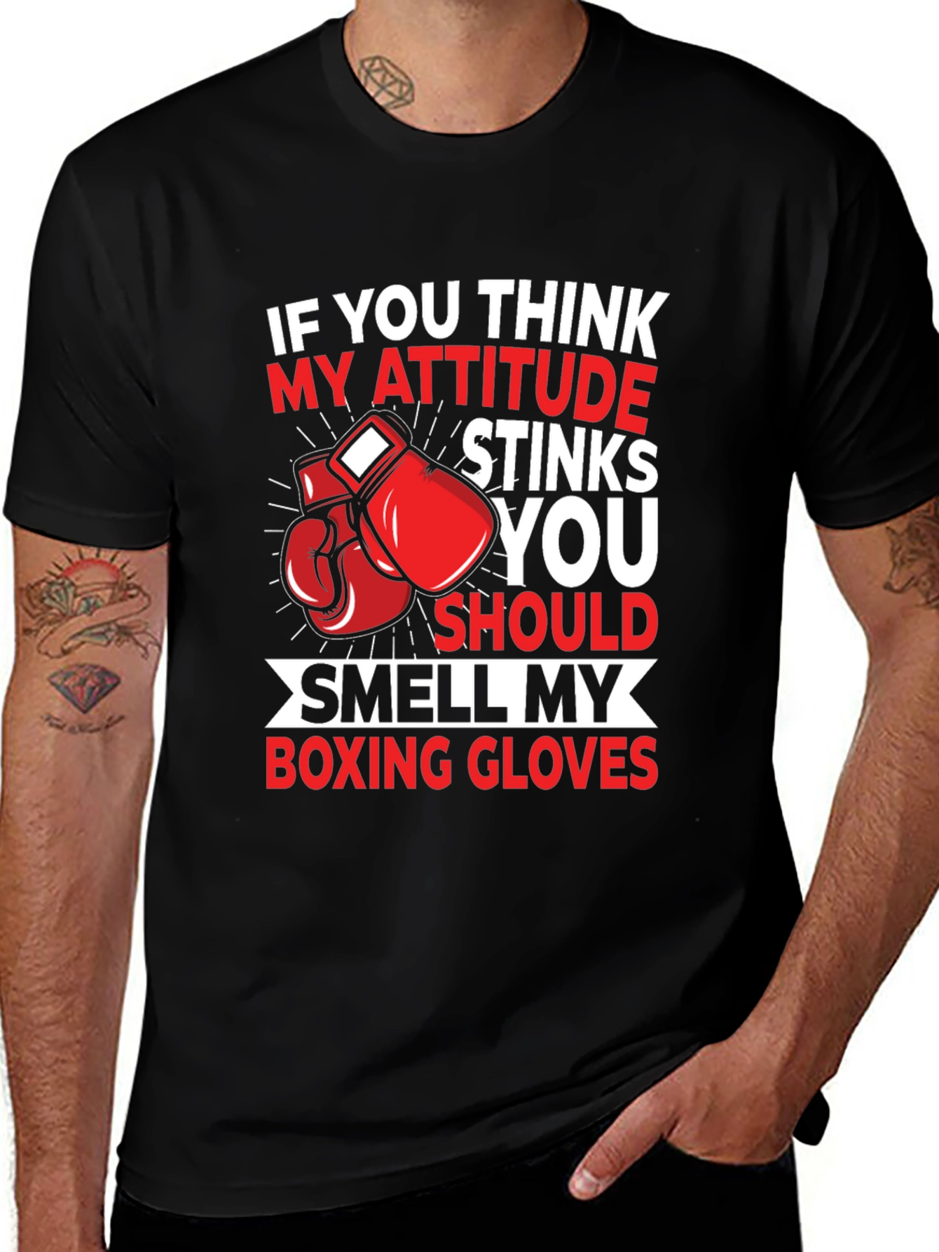 Attitude Stinks Boxing Gloves Graphic Tee