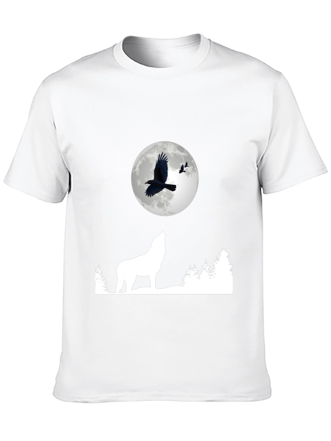 Wolf Moon Raven Graphic Tee - Black