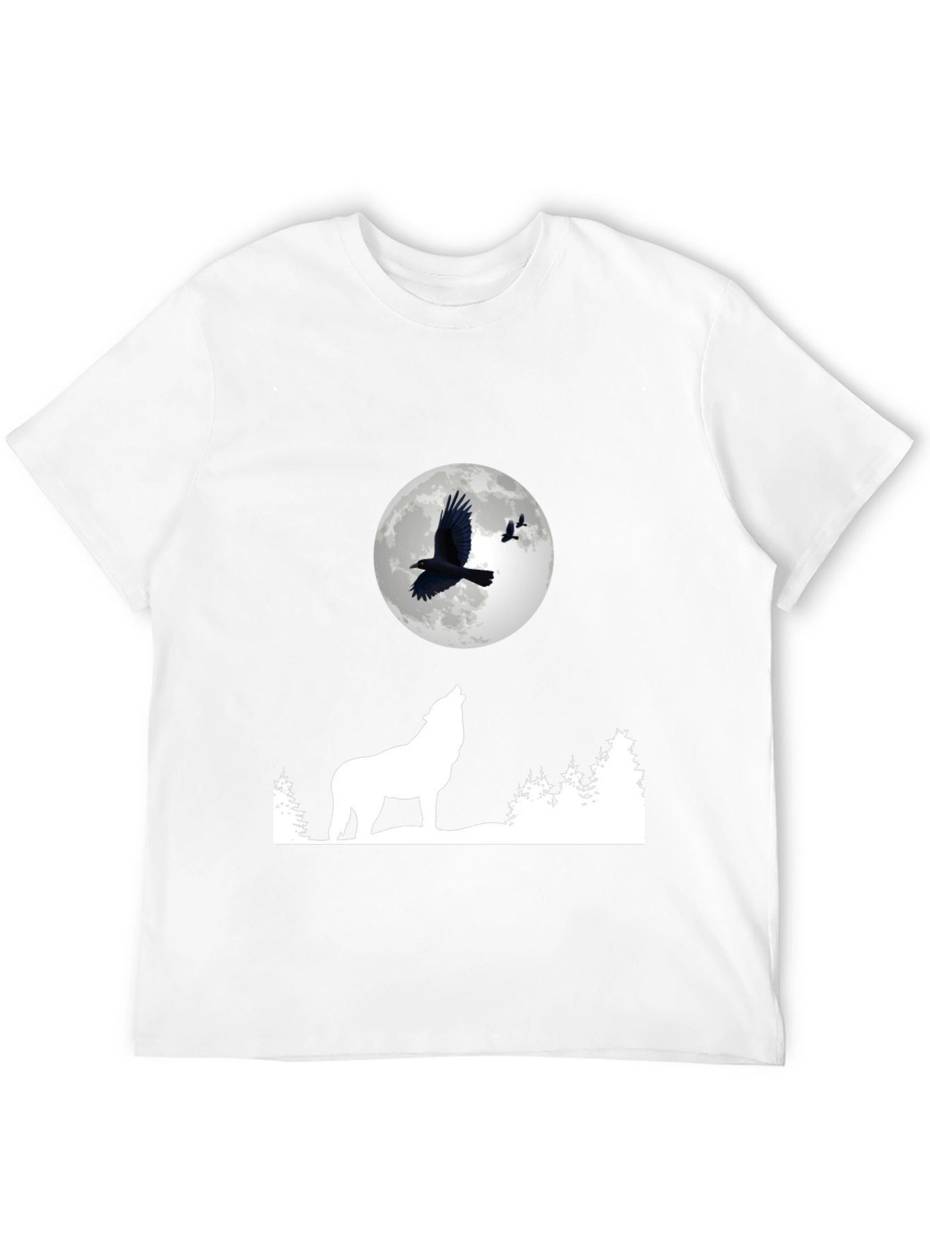 Wolf Moon Raven Graphic Tee - Black