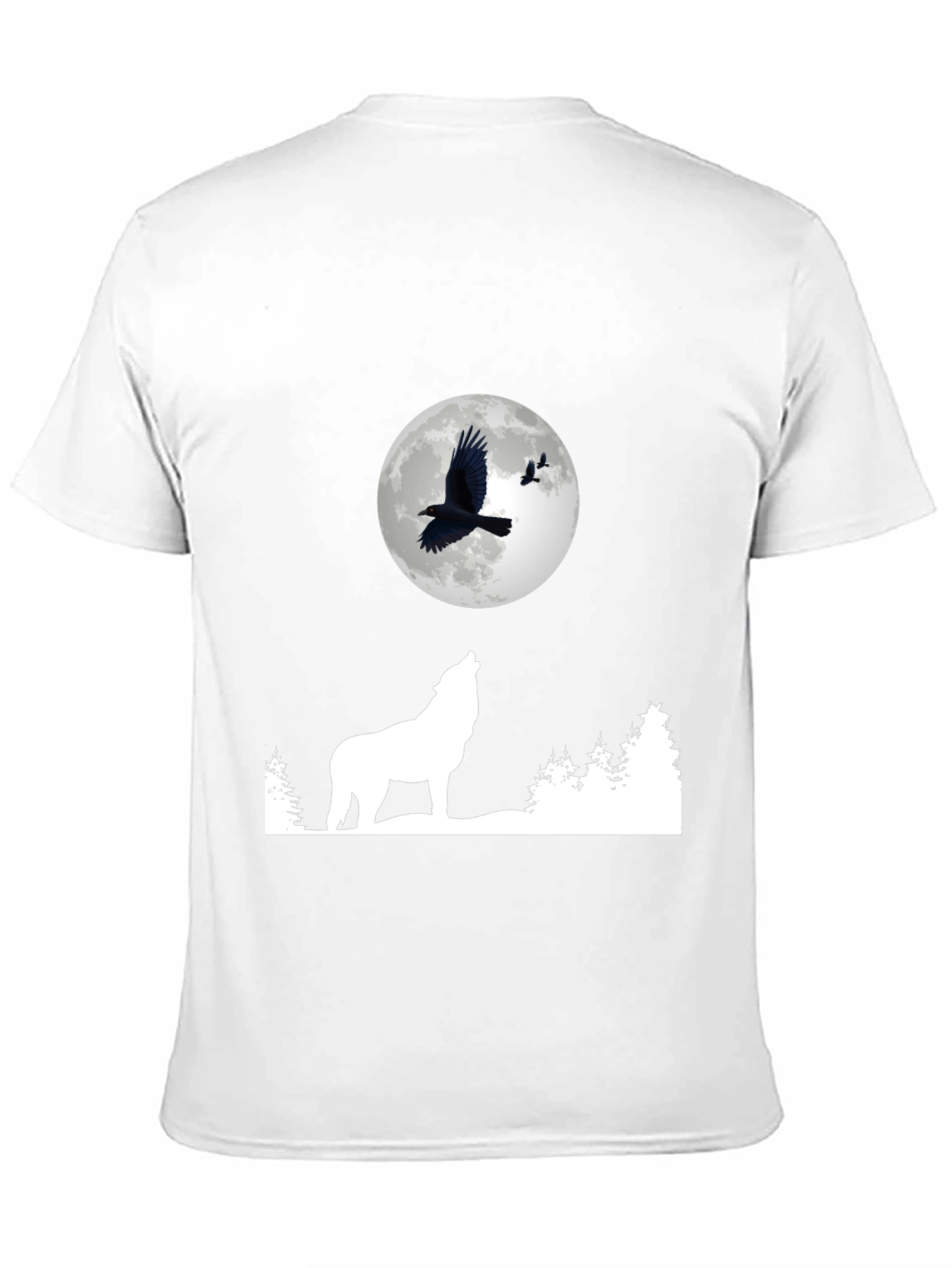 Wolf Moon Raven Graphic Tee - Black