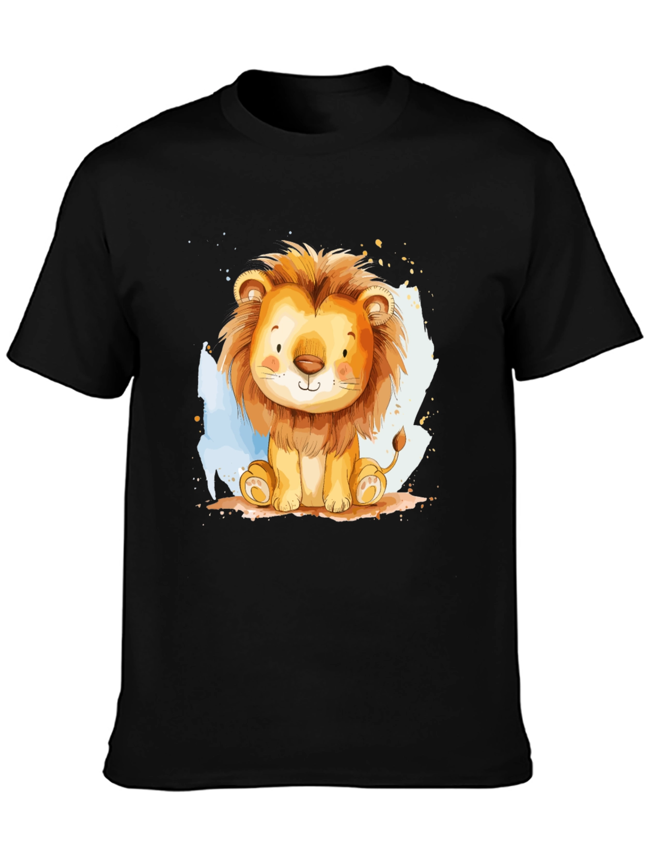 Cute Lion Graphic Tee - Black Cotton T-Shirt