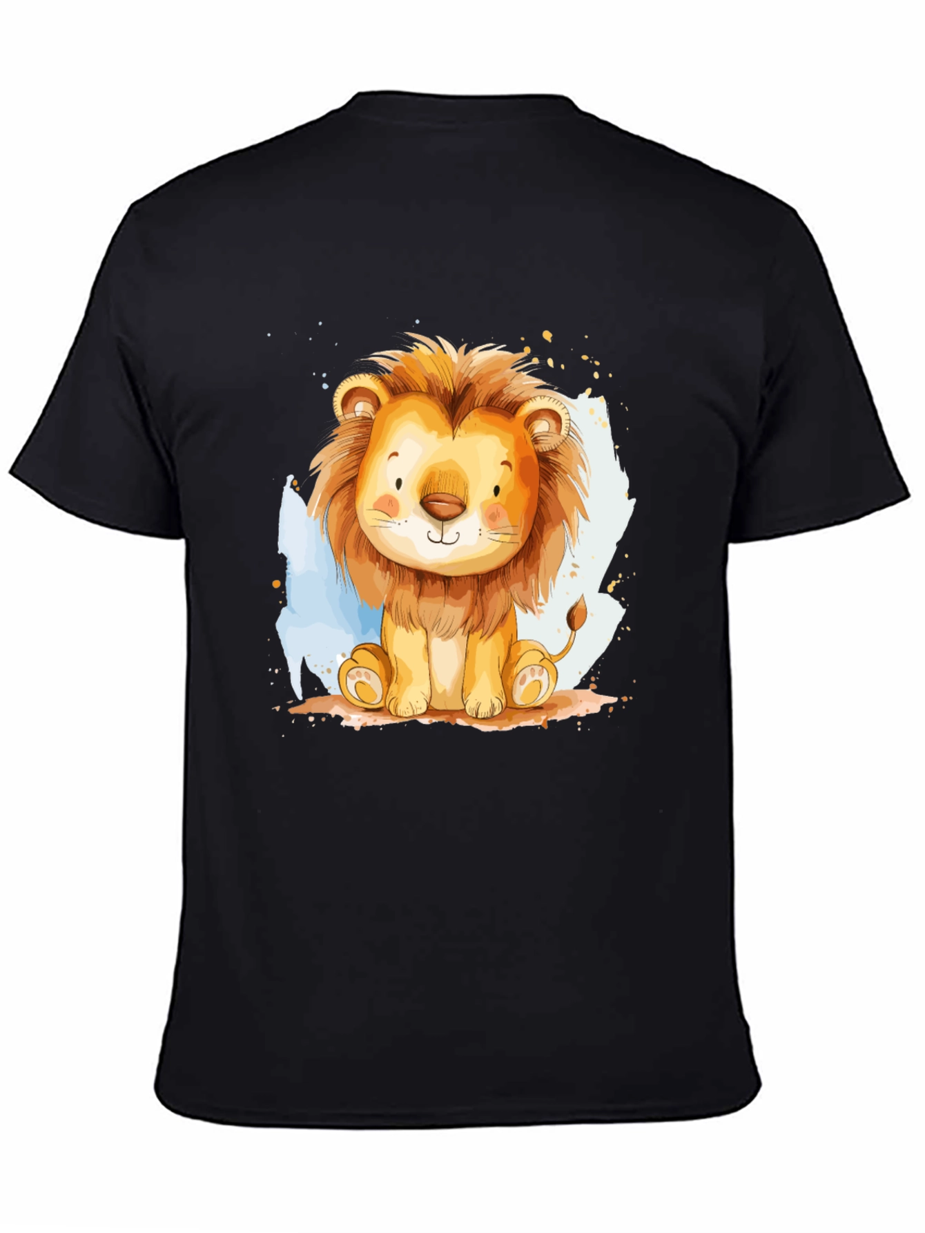 Cute Lion Graphic Tee - Black Cotton T-Shirt